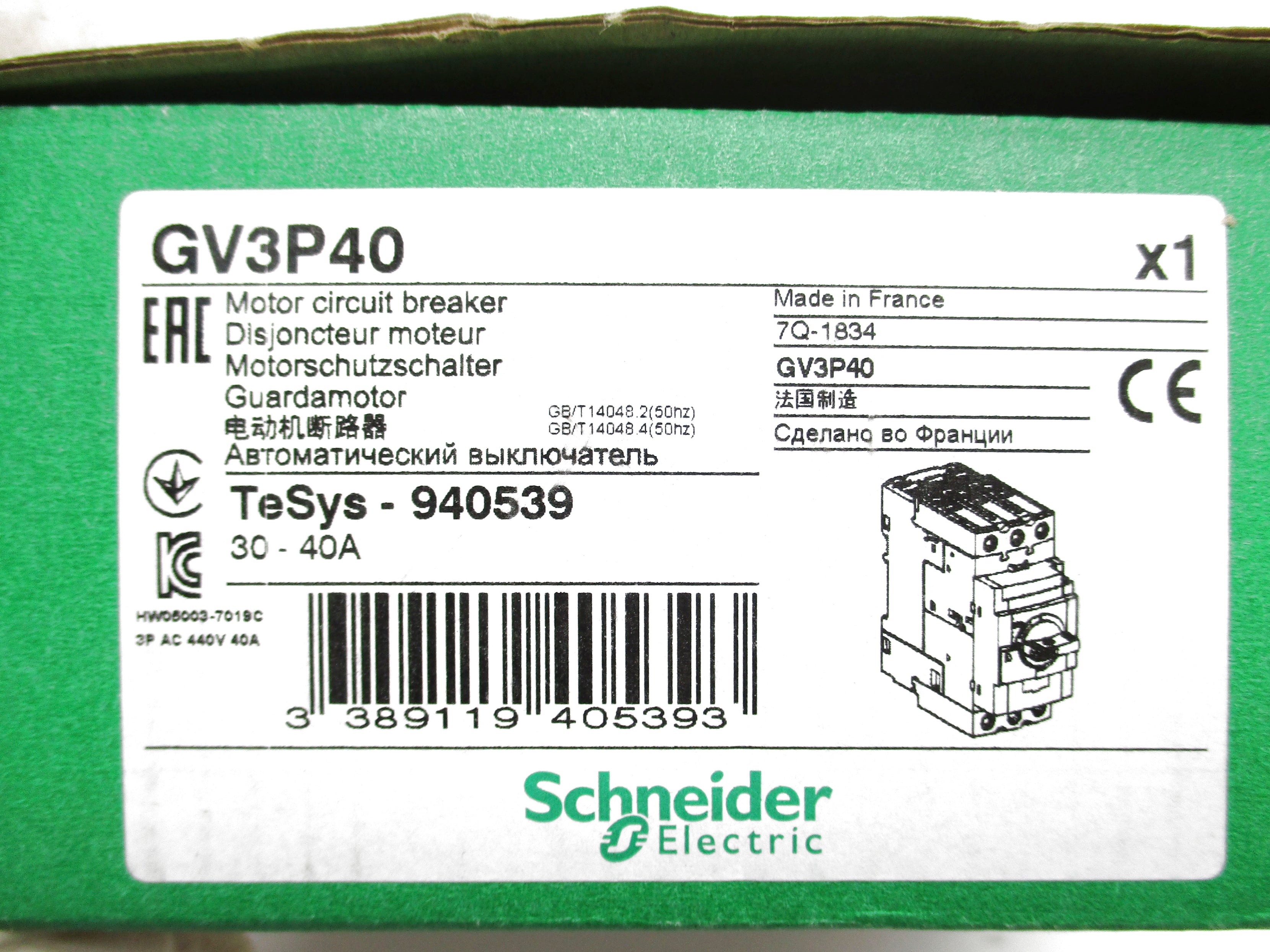 SCHNEIDER GV3P40 30-40A 690V NSMP