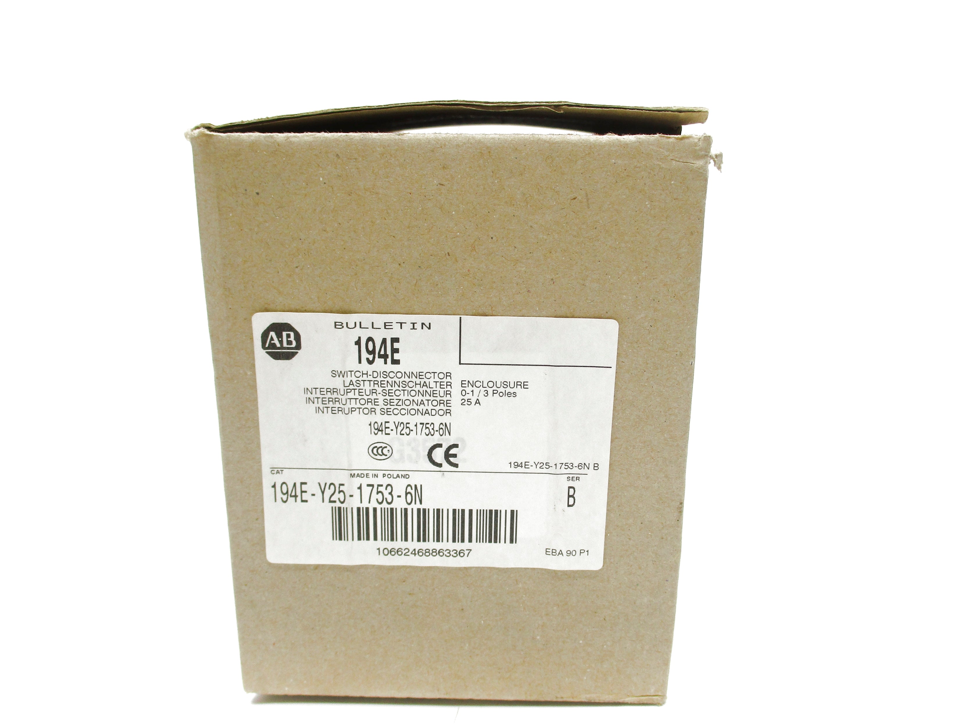 ALLEN BRADLEY 194E-Y25-1753-6N SER. B 690V 25A (BR/WH) NSMP