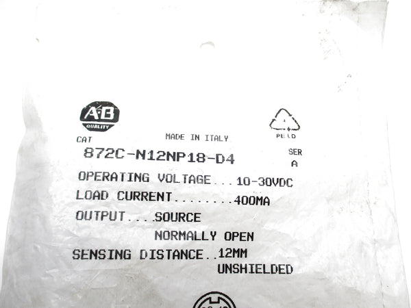 ALLEN BRADLEY 872C-N12NP18-D4 SER. A 10-30VDC NSMP