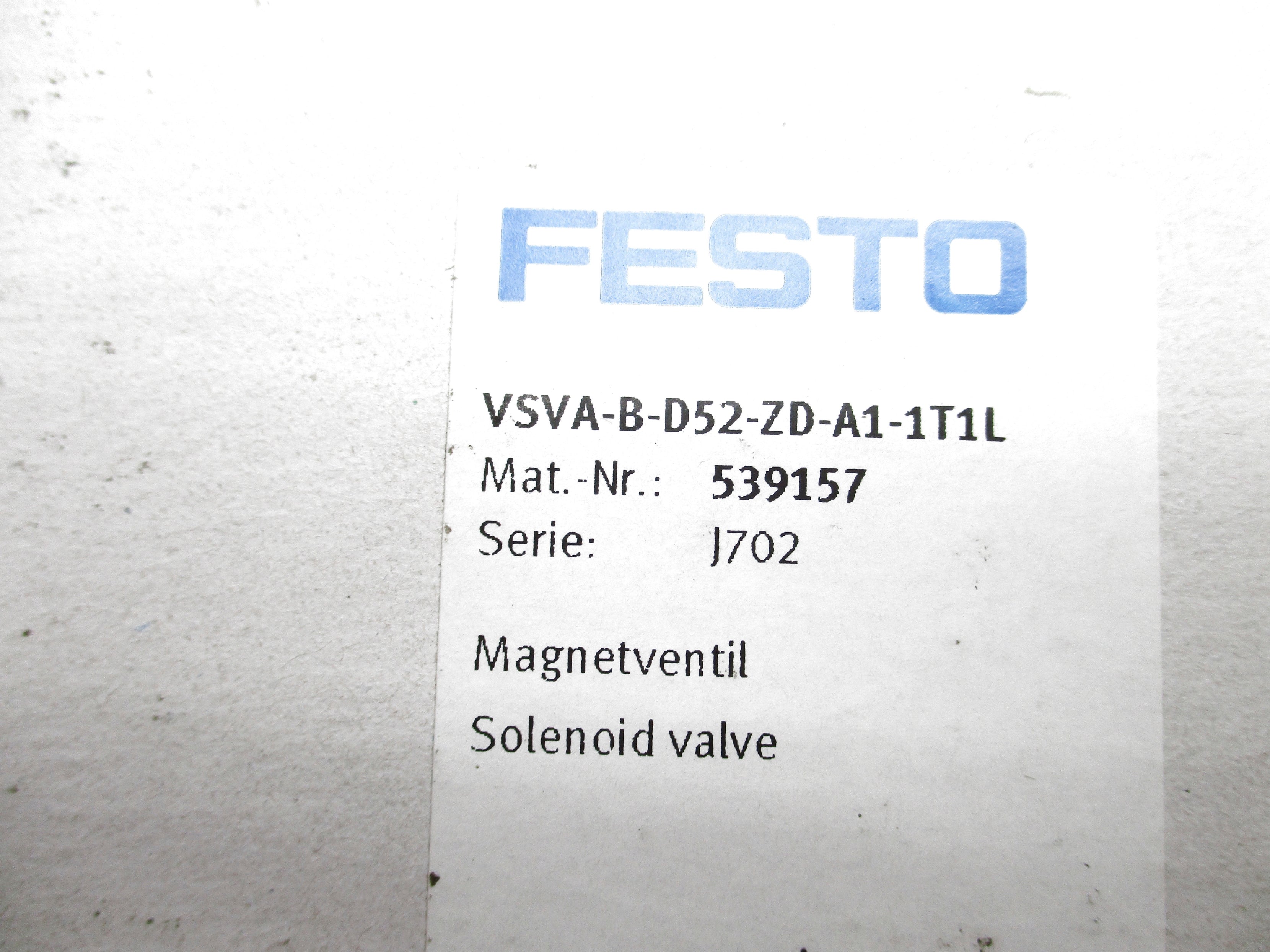 FESTO VSVA-B-D52-ZD-A1-1T1L 24VDC 45-145PSI NSMP