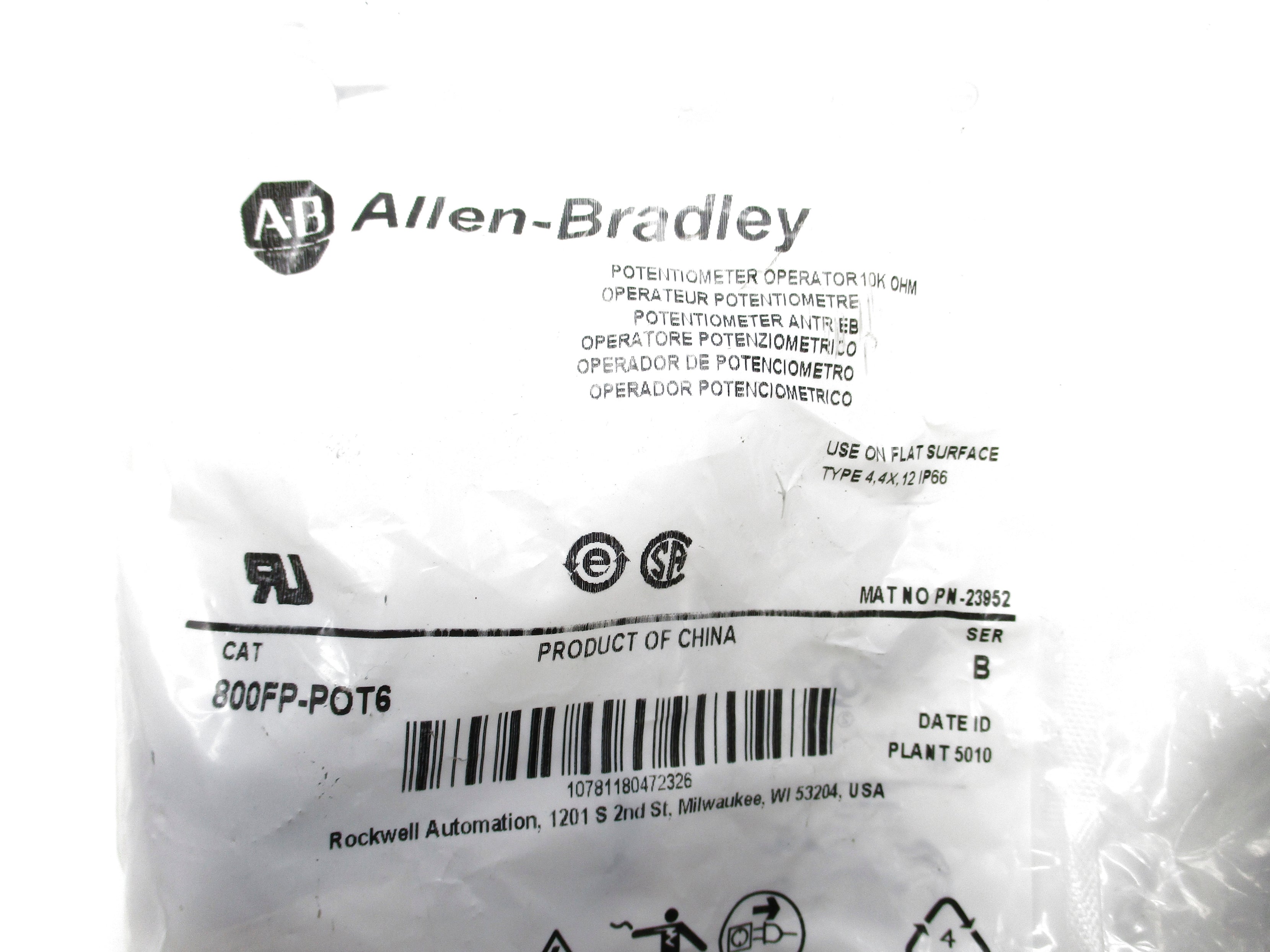 ALLEN BRADLEY 800FP-POT6 SER.B (WH) NSMP