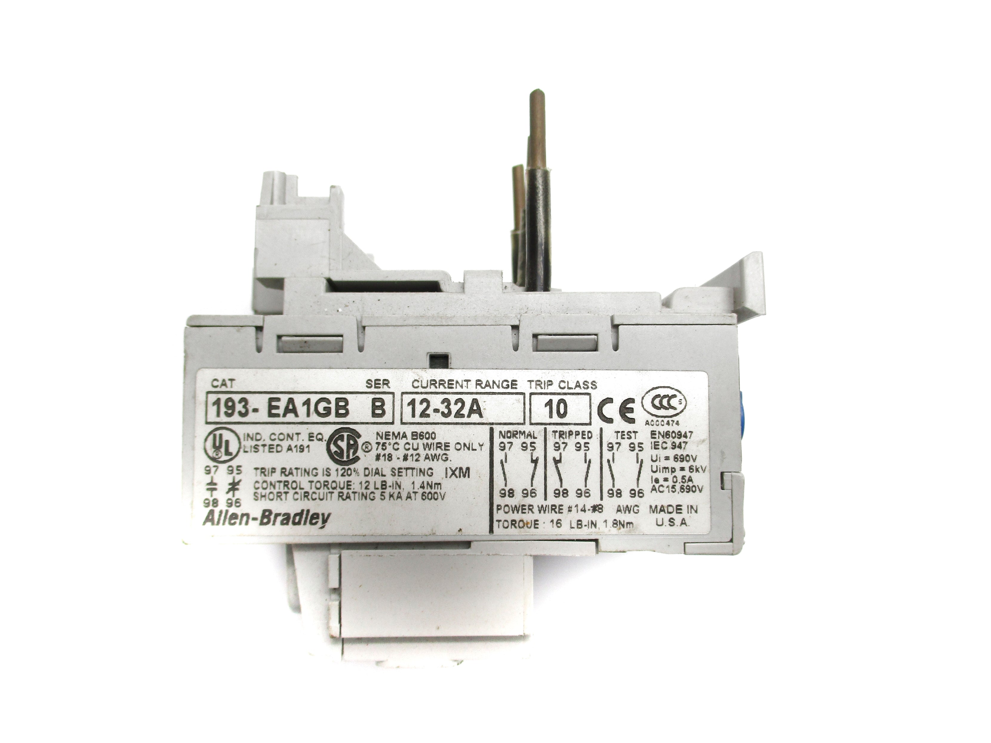 ALLEN BRADLEY 193-EA1GB SER. B 600V 12-32A UNMP