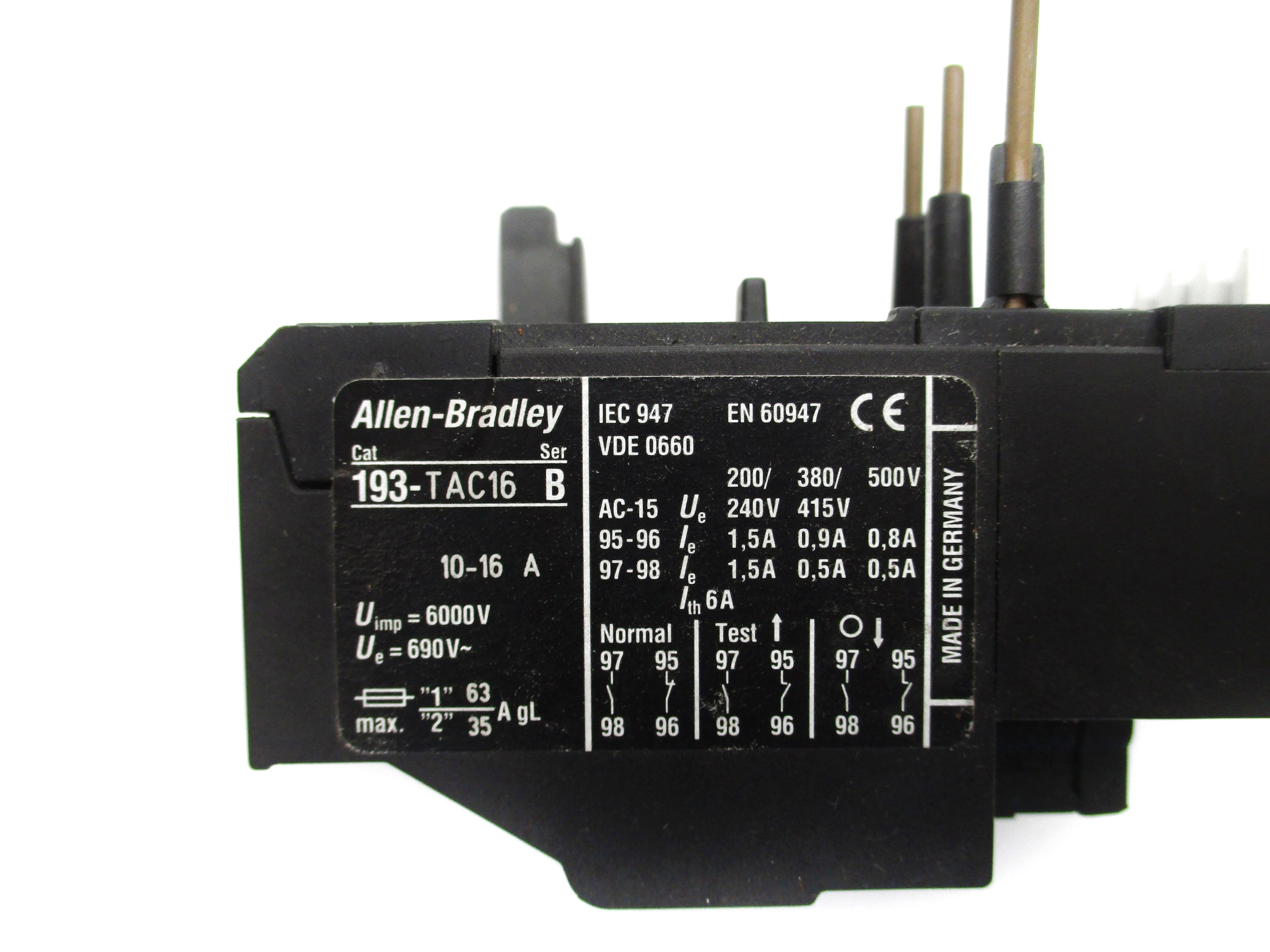 ALLEN BRADLEY 193-TAC16 SER. B 690V 10-16A (AS PICTURED) UNMP