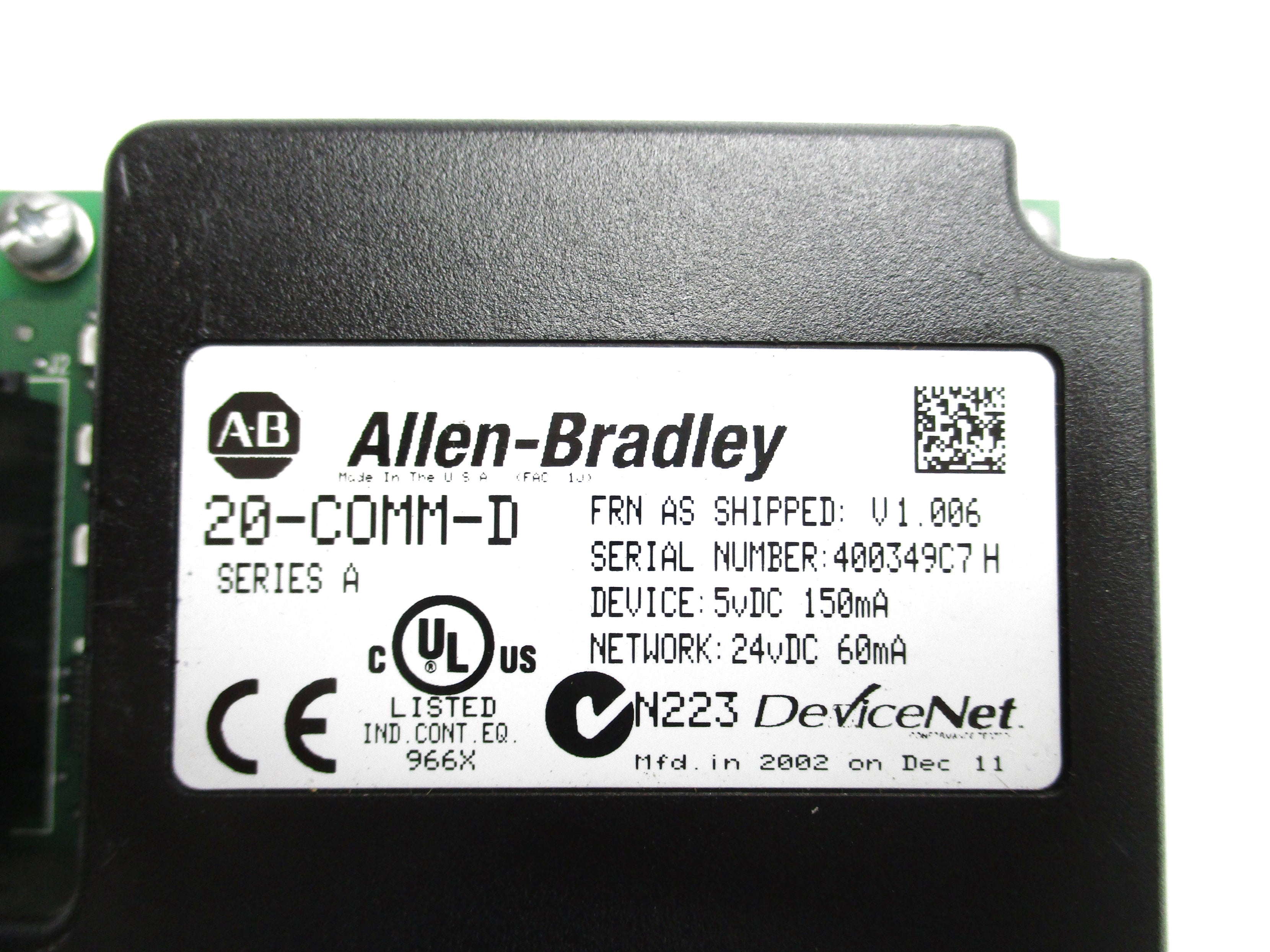 ALLEN BRADLEY 20-COMM-D SER. A F/W V1.006 (AS PICTURED) NSNP