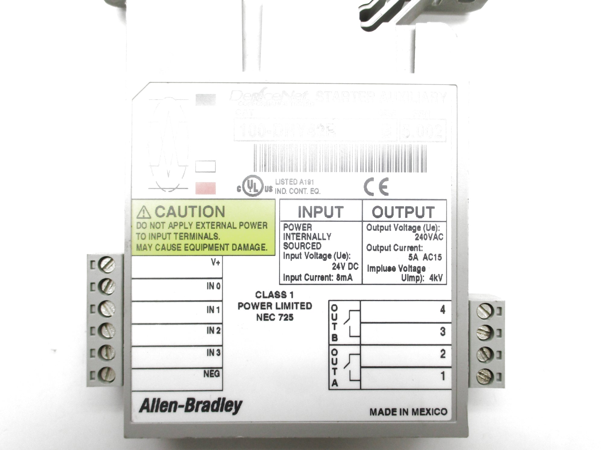 ALLEN BRADLEY 100-DNY42R SER. B F/W 5.002 UNMP