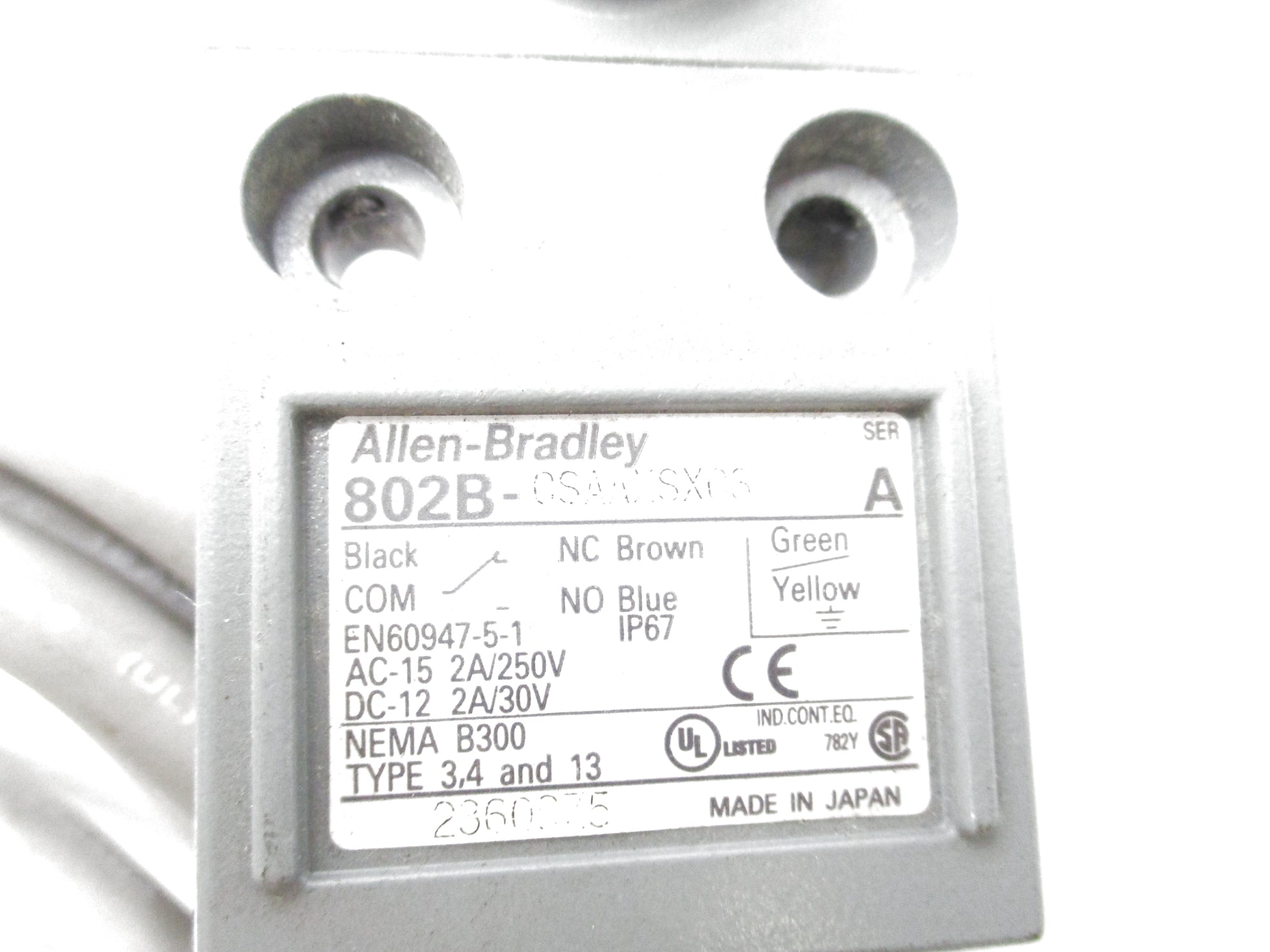 ALLEN BRADLEY 802B-CSAAXSXC3 SER. A UNMP