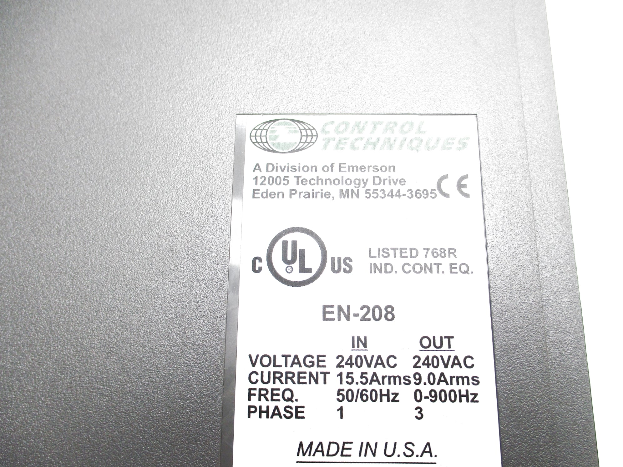 CONTROL TECHNIQUES EN-208-00-000 960501-10 240VAC UNMP