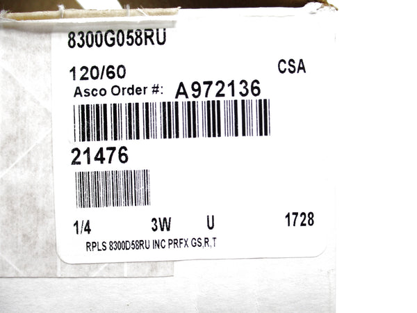 ASCO 8300G058RU 120V 150PSI NSMP