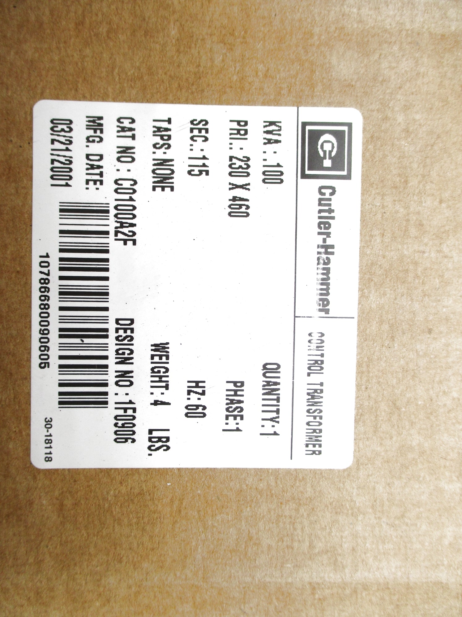CUTLER HAMMER C0100A2F NSFS