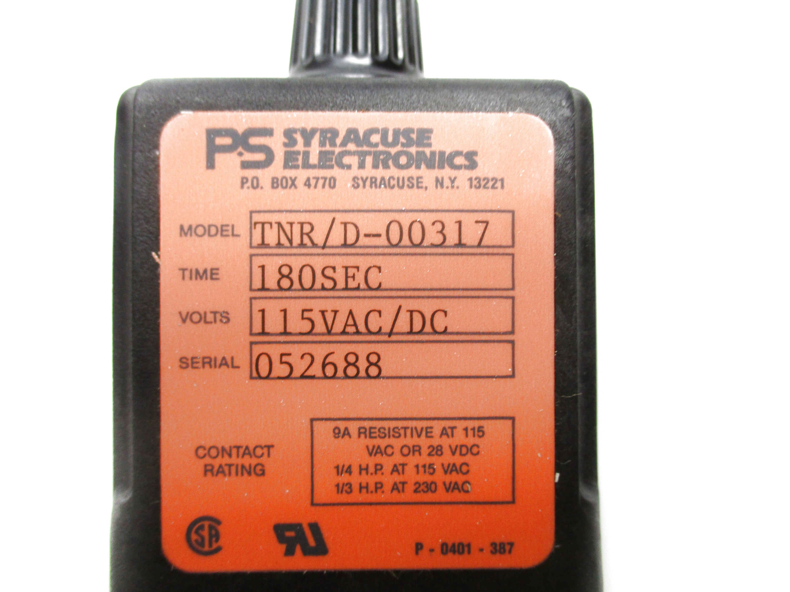 PS SYRACUSE ELECTRONIC TNR/D-00317 115VAC/DC 9A NSMP