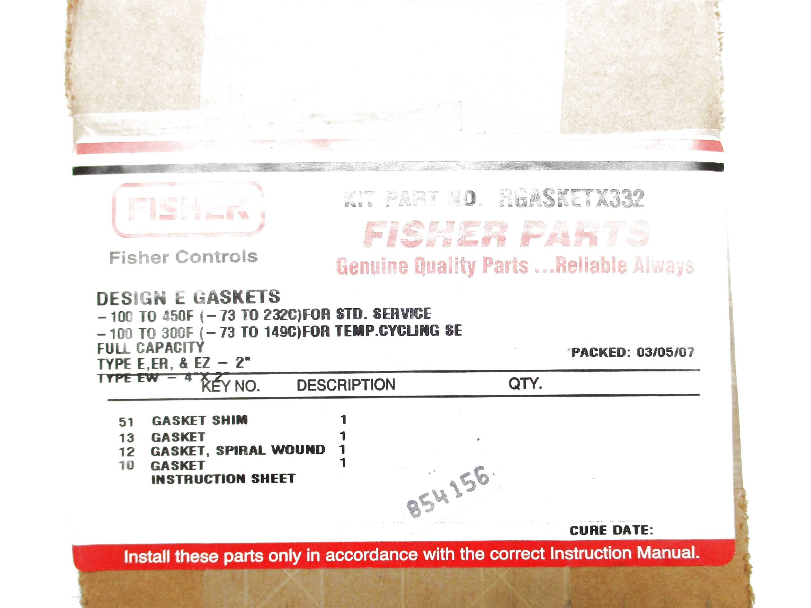 FISHER RGASKETX332 NSFS