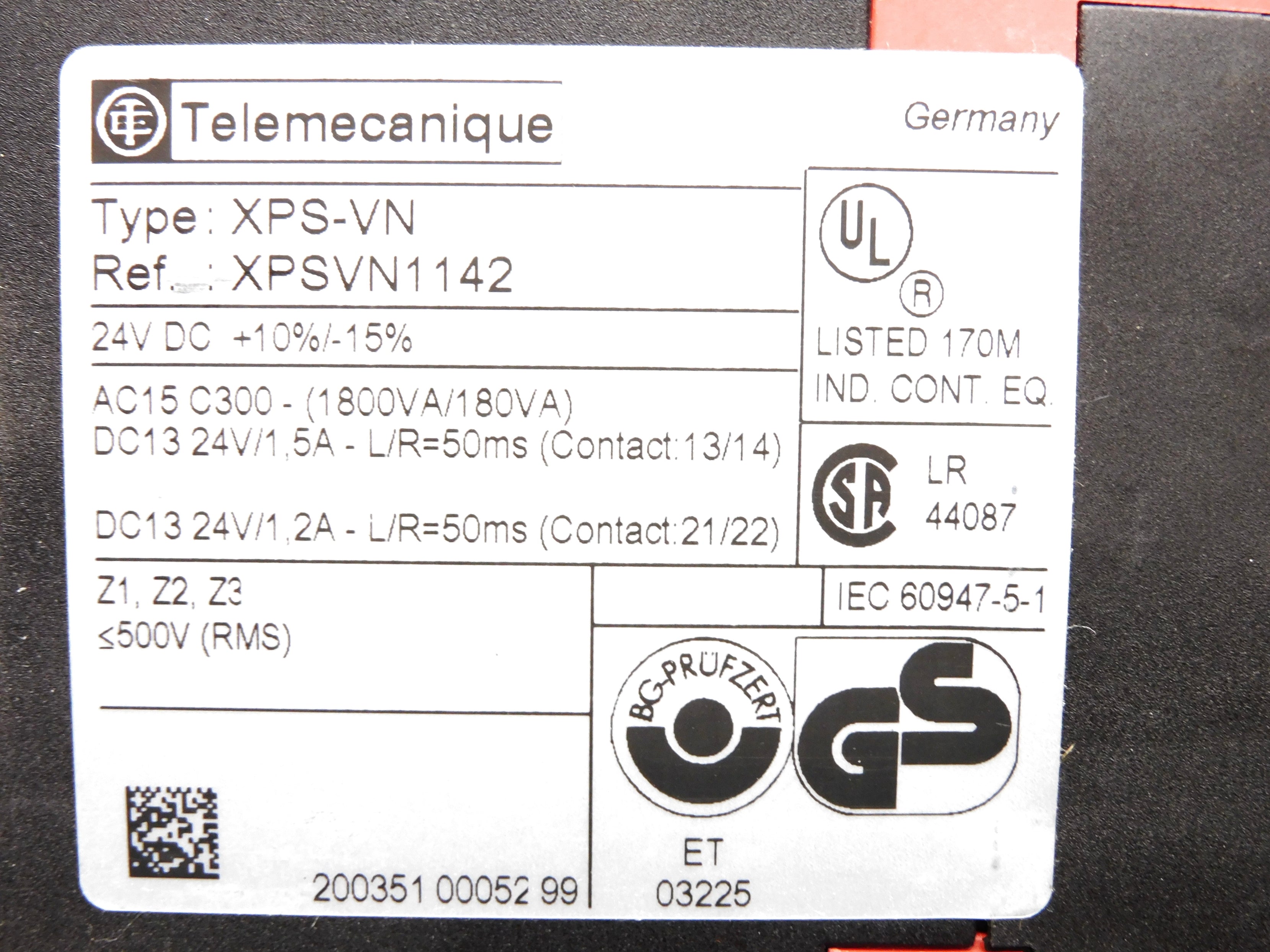 TELEMECANIQUE XPSVN XPSVN1142 24VDC 1.5A UNMP