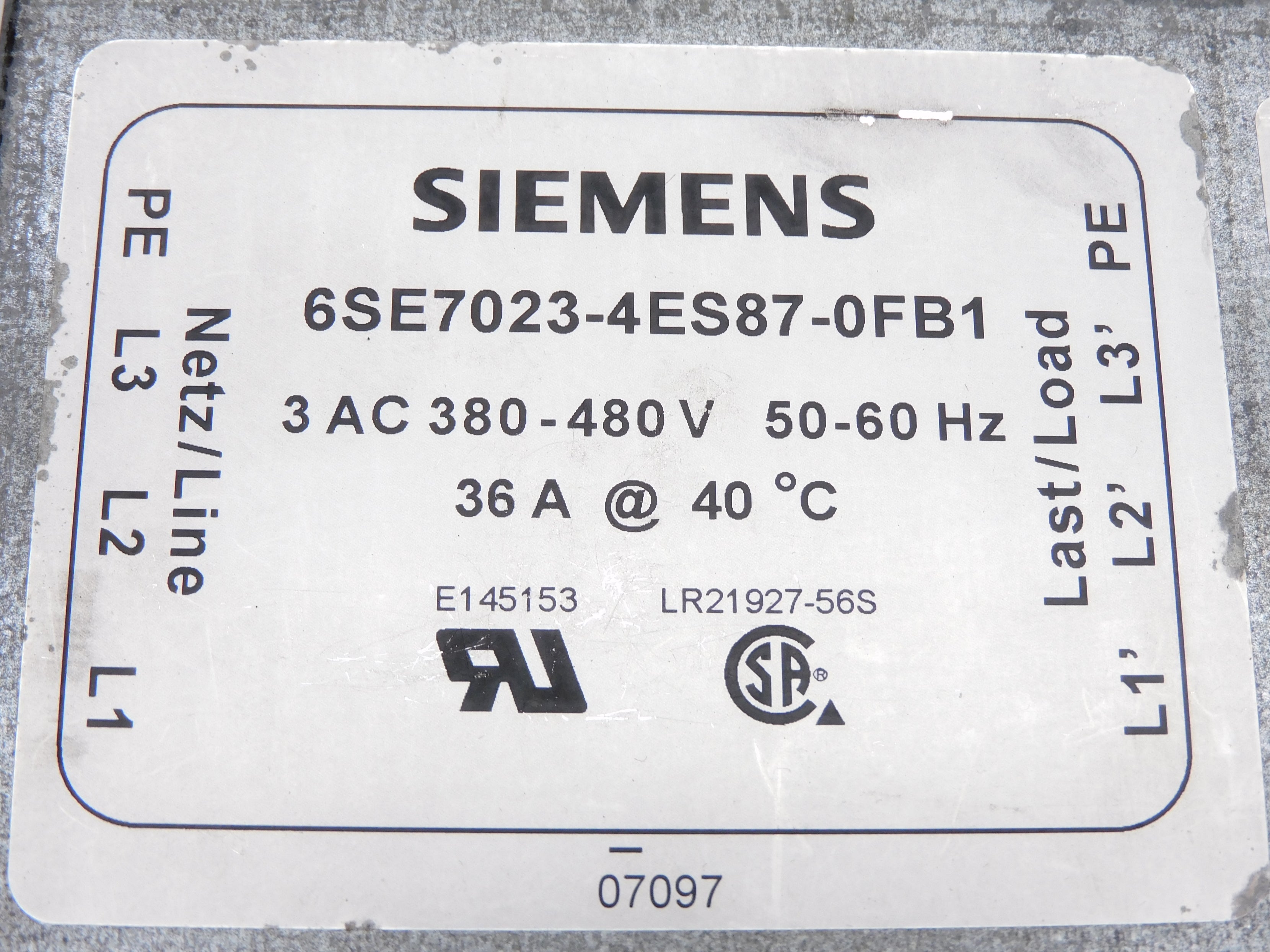 SIEMENS 6SE7023-4ES87-0FB1 NSNP