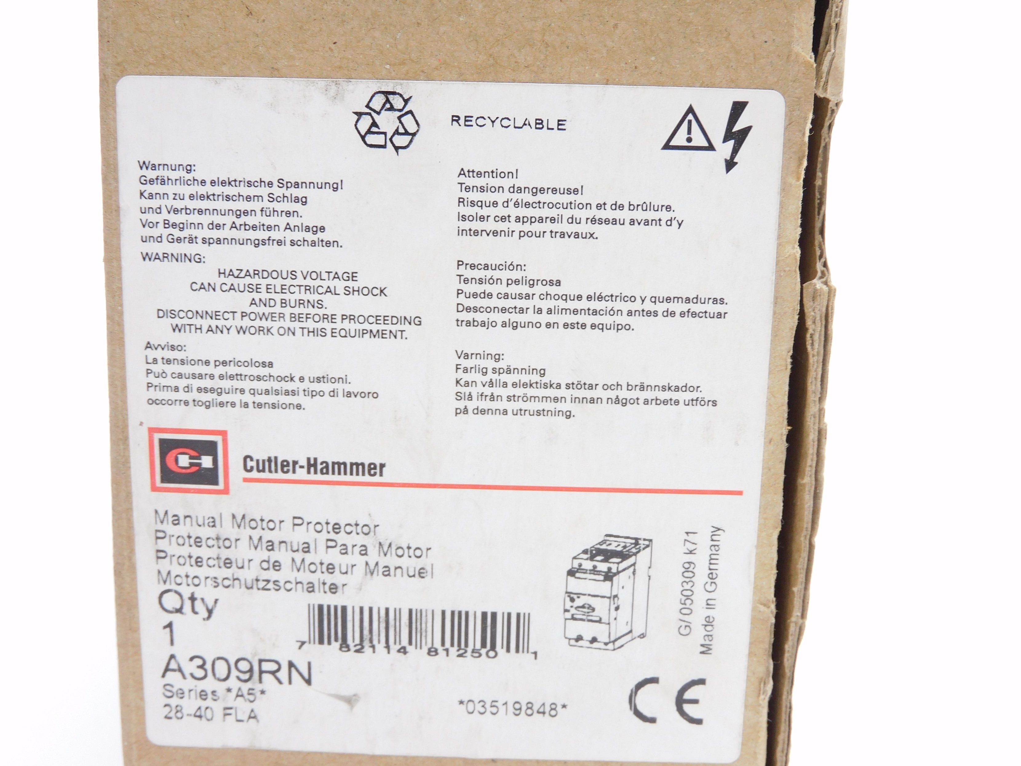 CUTLER HAMMER A309RN SER. A5 NSMP