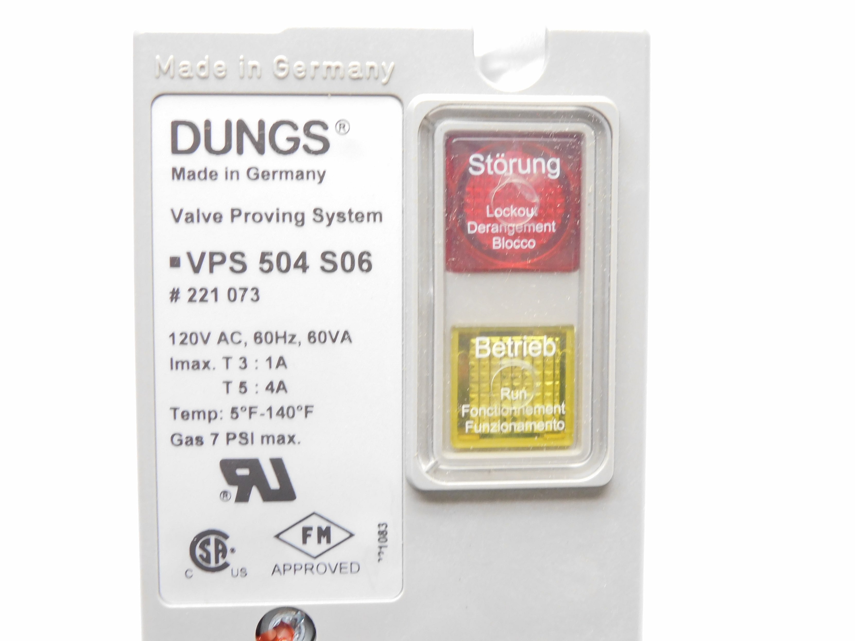 DUNGS VPS504S06 221073 120V 4A 5'-140'F 7PSI NSMP