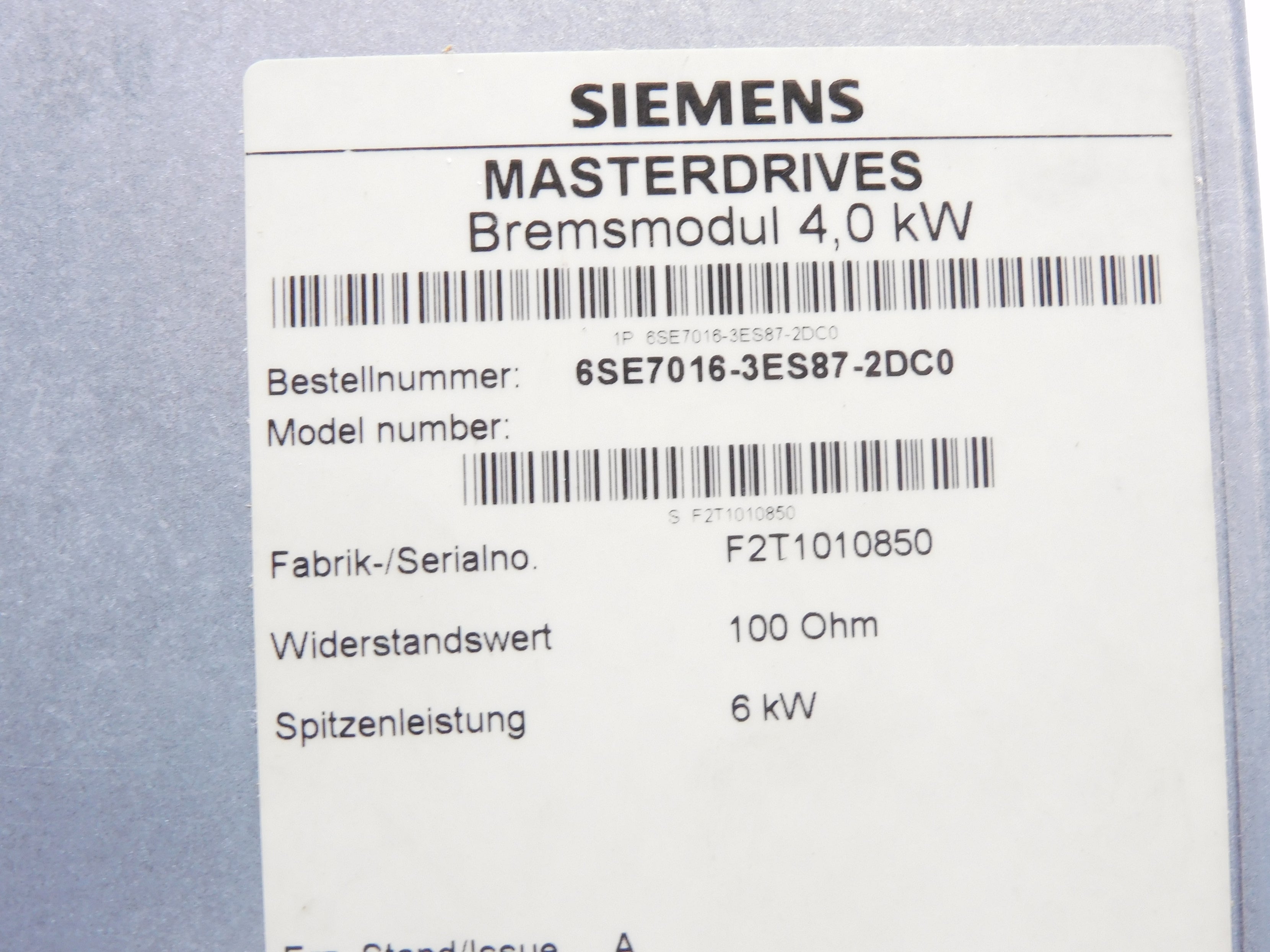 SIEMENS 6SE7016-3ES87-2DC0 NSMP
