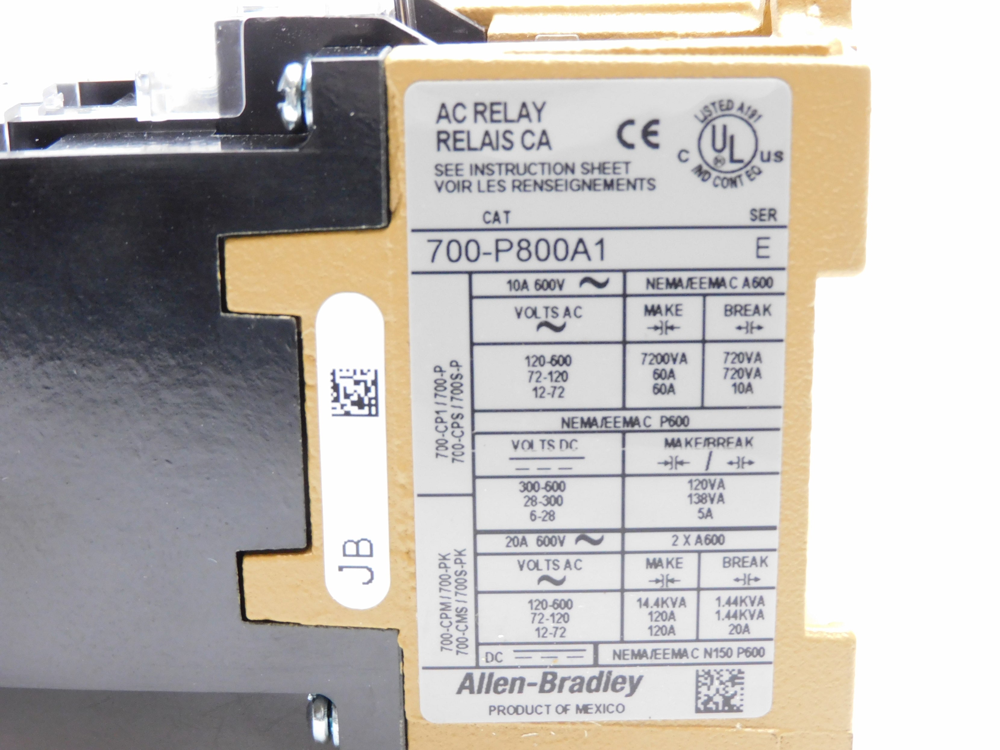 ALLEN BRADLEY 700-P800A1 SER. E 110/115-120V (AS PICTURED) NSNP
