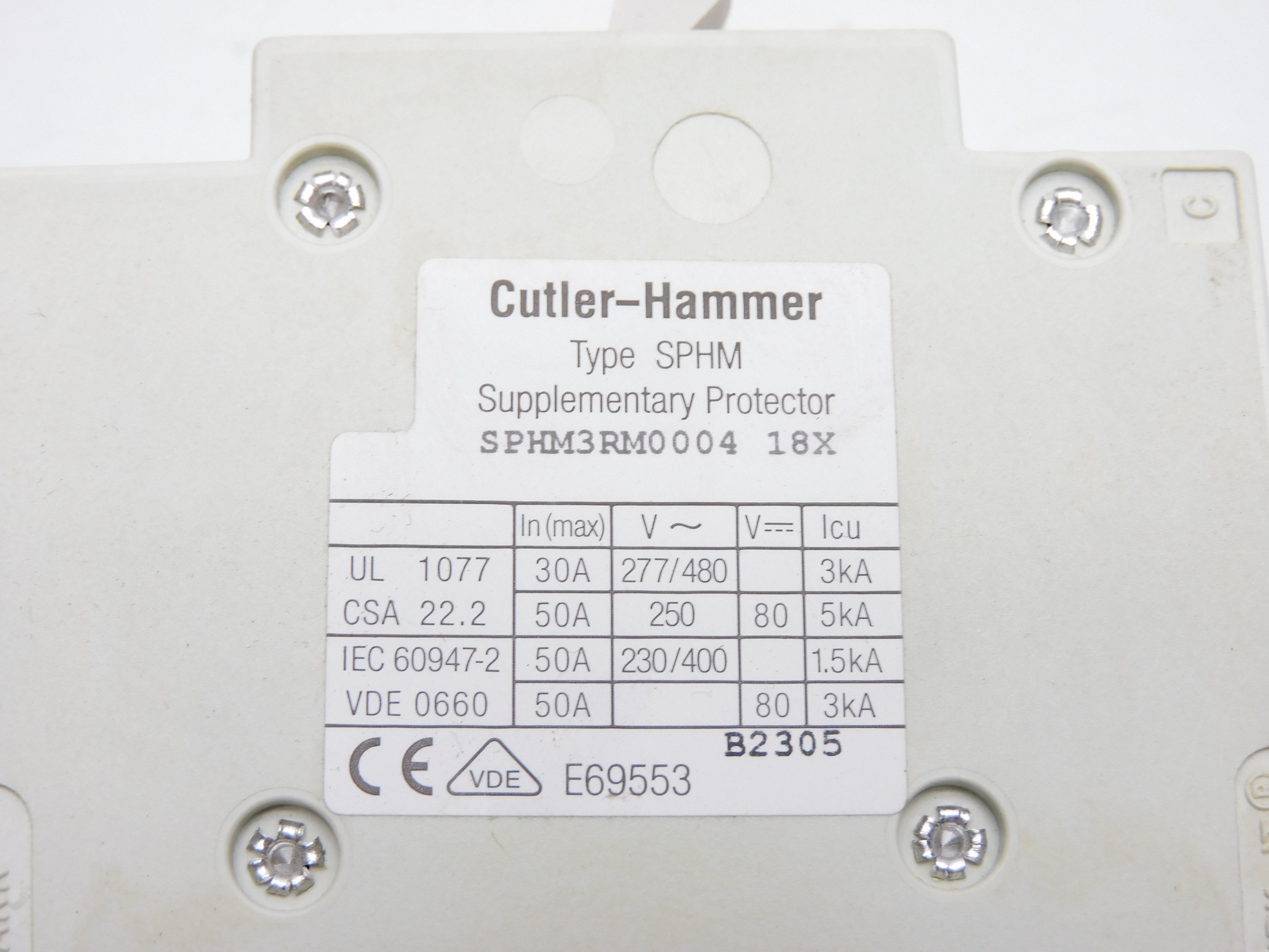 CUTLER HAMMER SPHM3RM0004 4A 277/480V NSMP