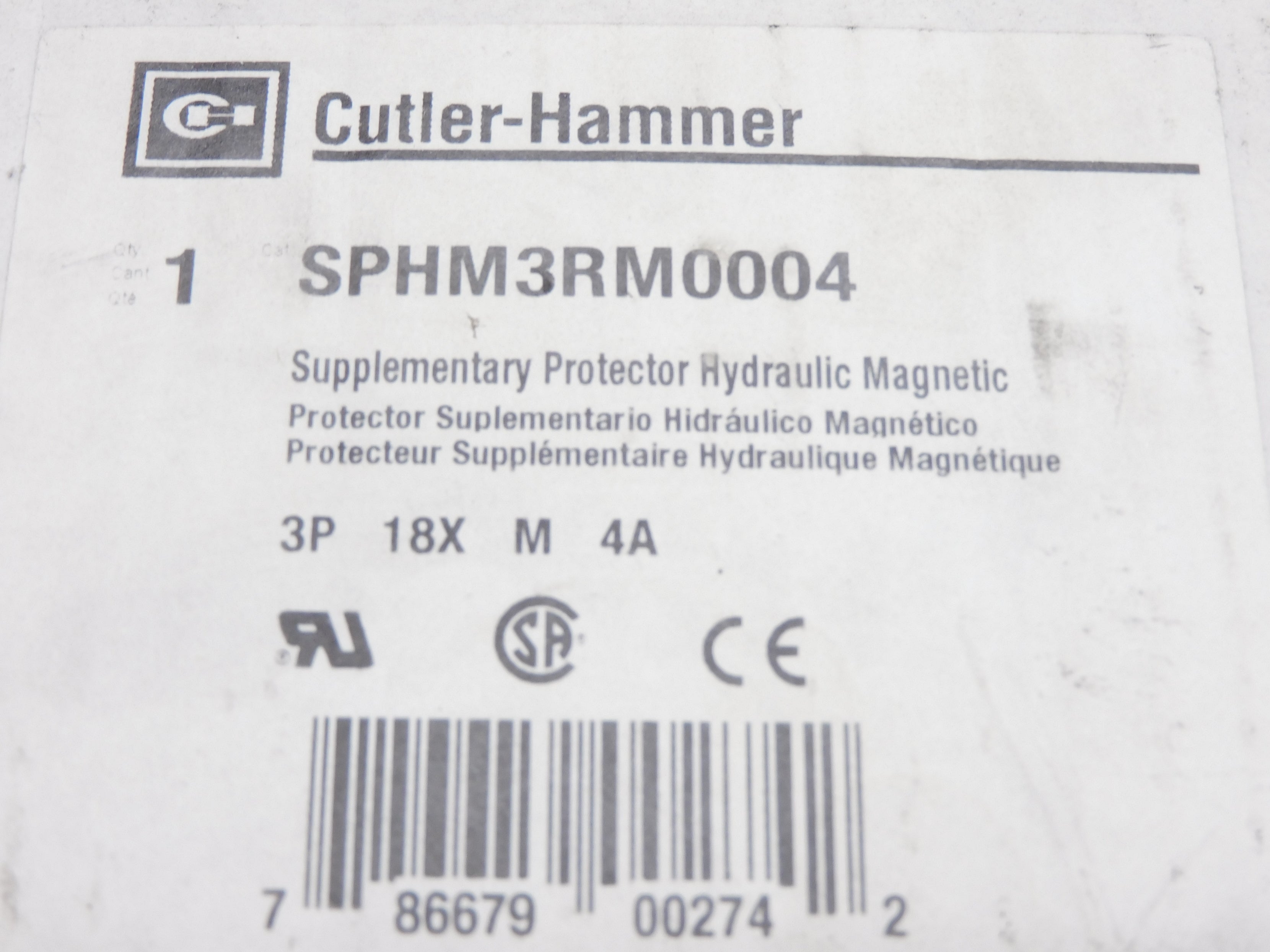 CUTLER HAMMER SPHM3RM0004 4A 277/480V NSMP