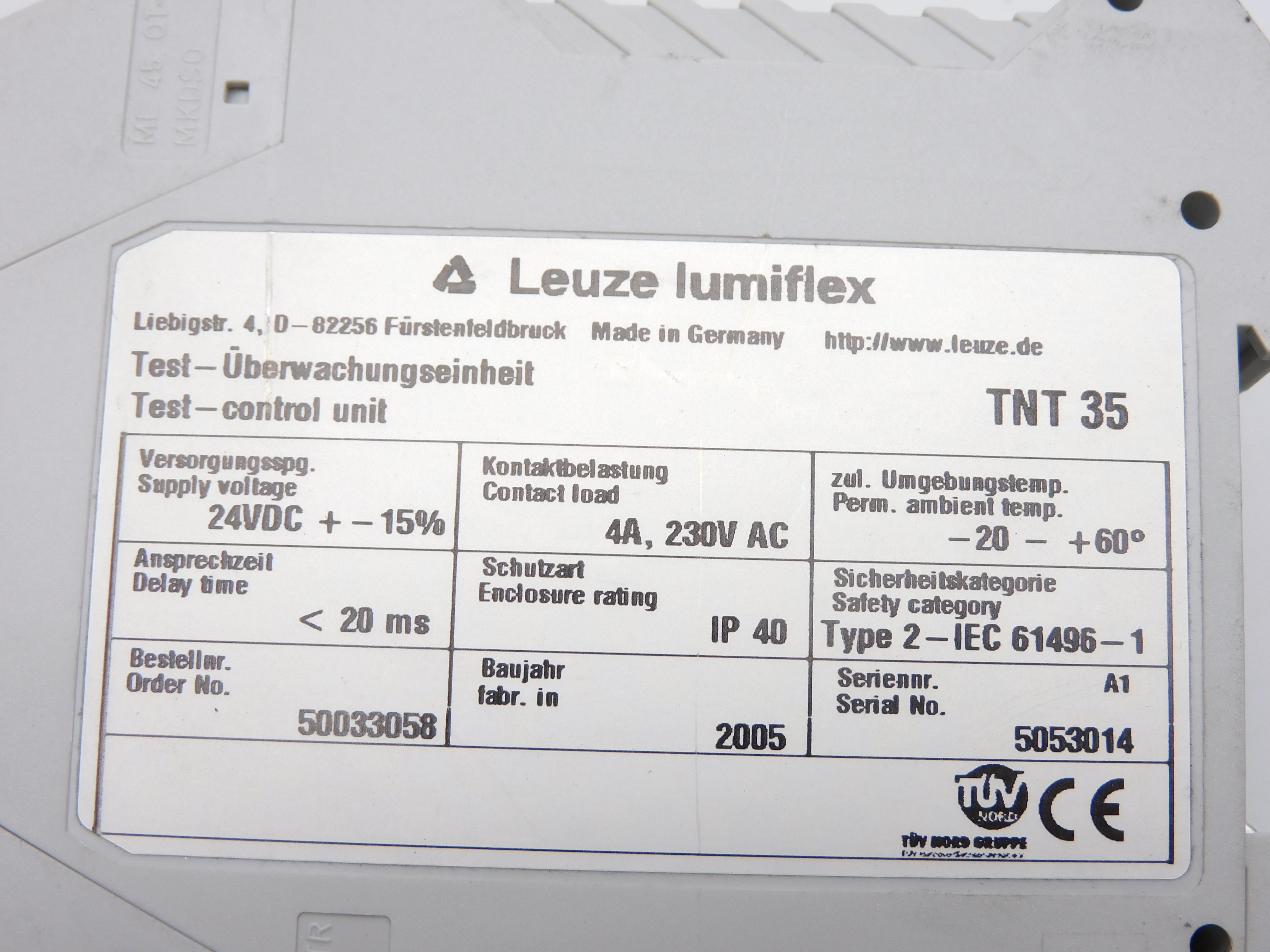 LEUZE TNT35 24VDC 4A UNMP