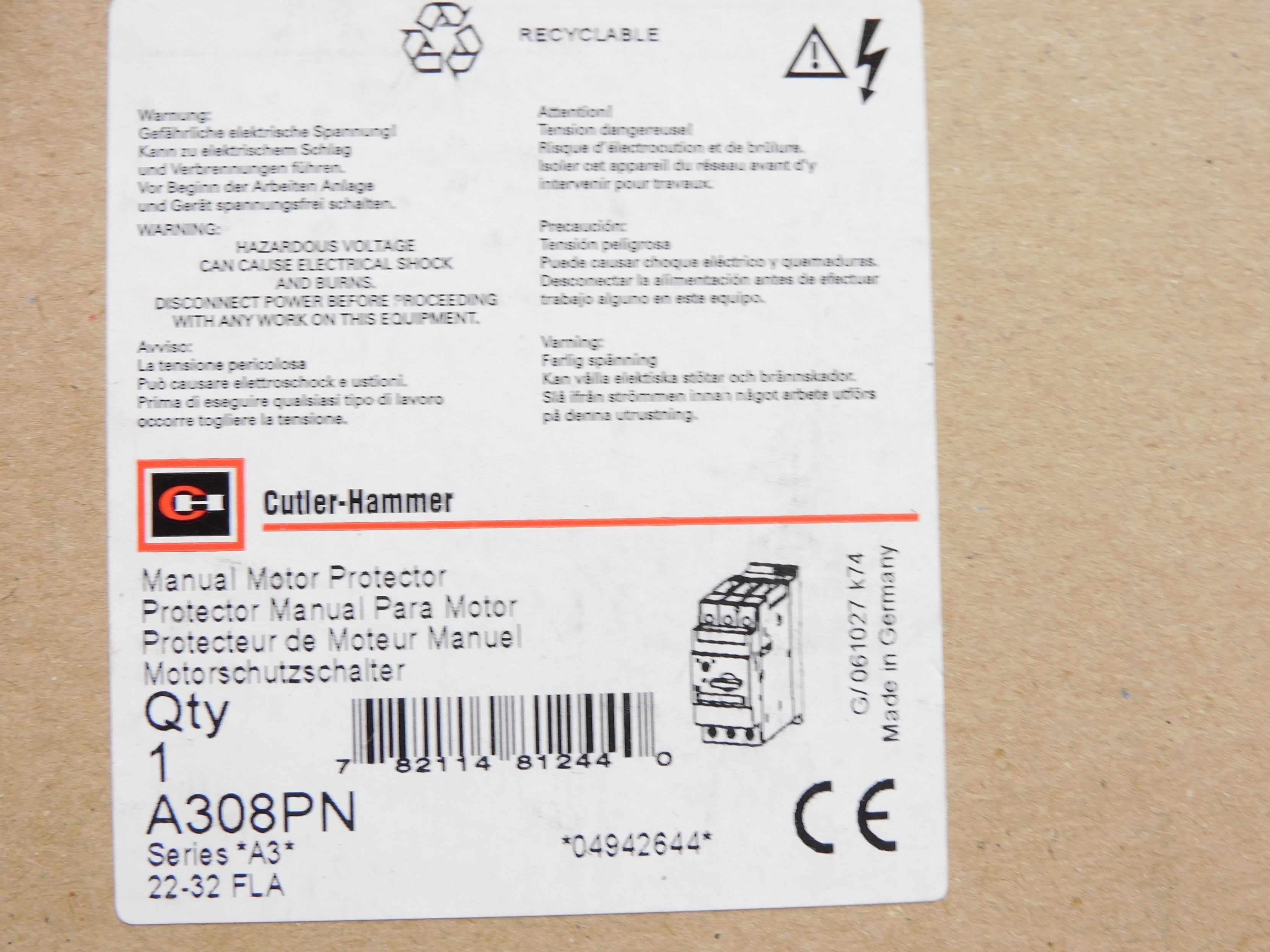 CUTLER HAMMER A308PN SER. A3 22-32A 690V NSMP