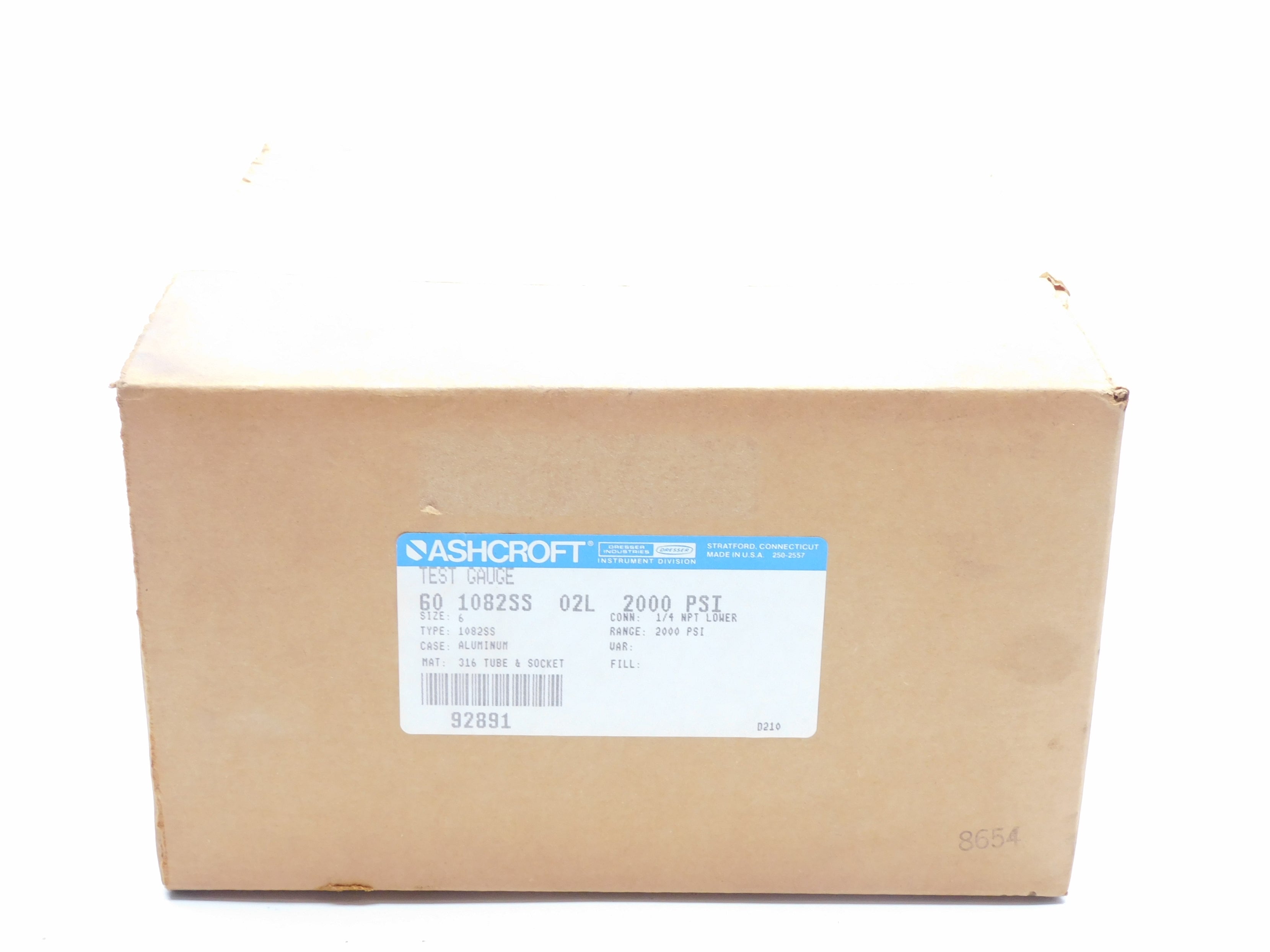 ASHCROFT 601082SS02L 2000PSI NSFS