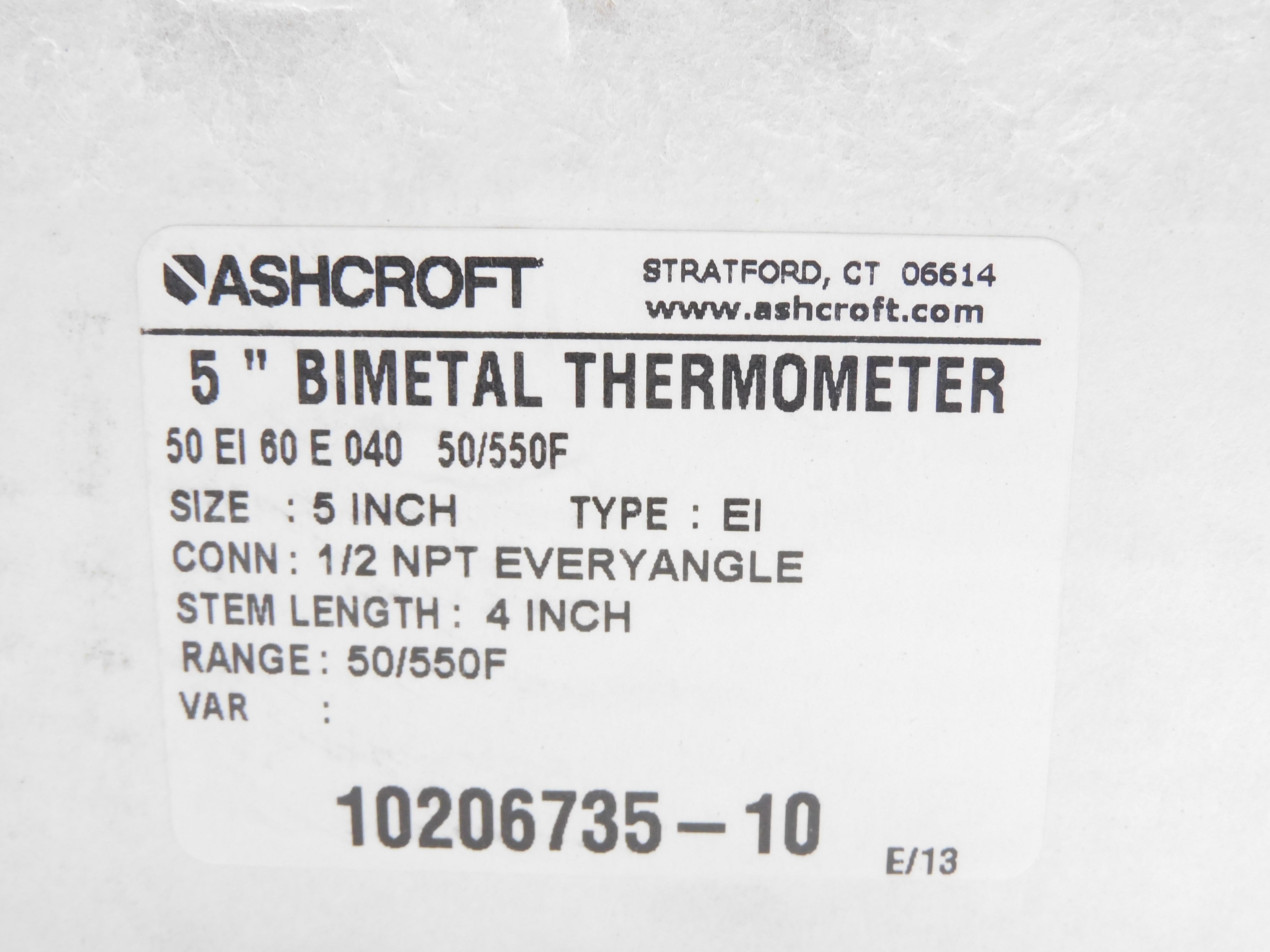 ASHCROFT 50EI60E040-50/550F NSMP