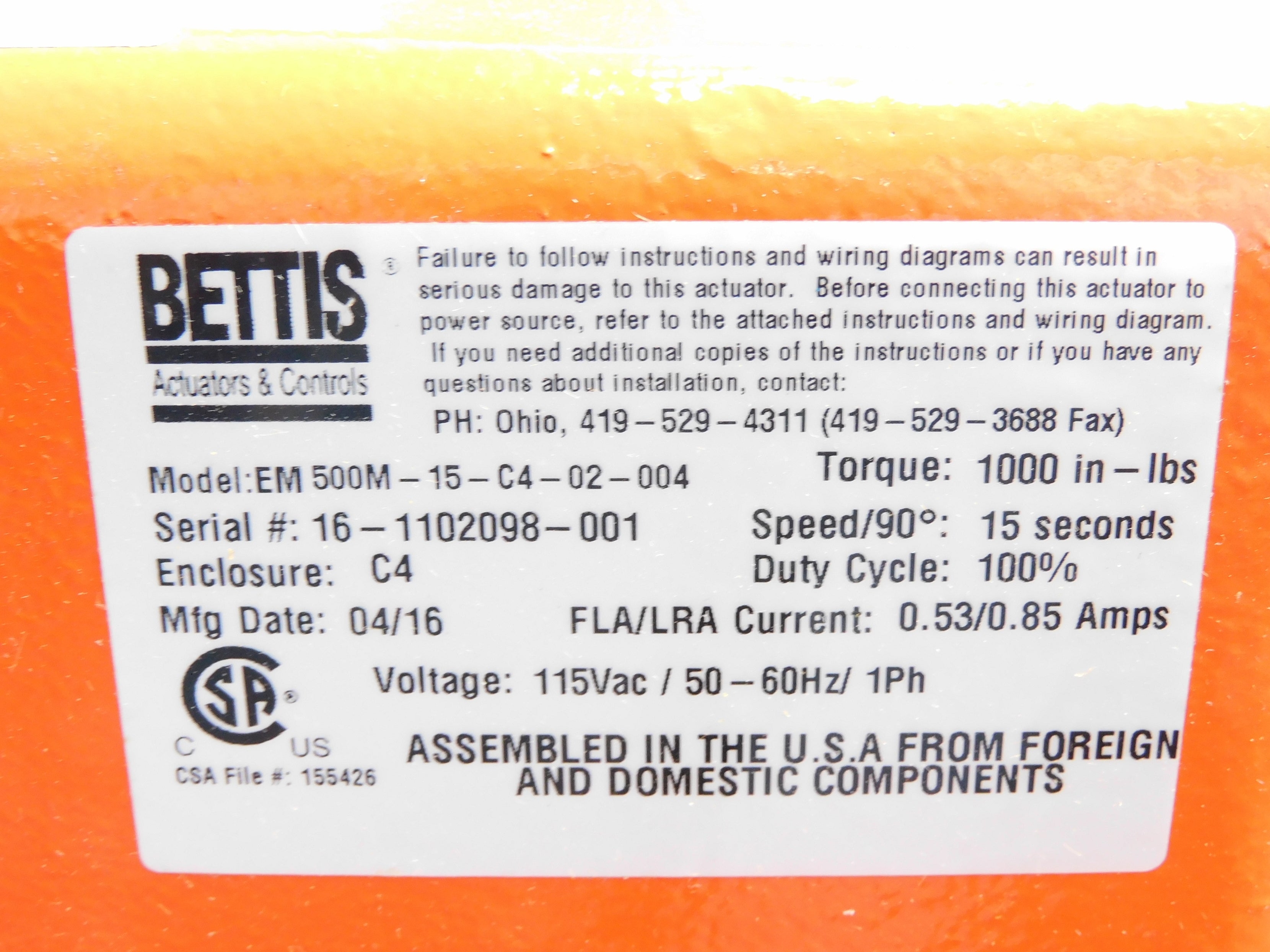 BETTIS EM500M-15-C4-02-004 NSNP