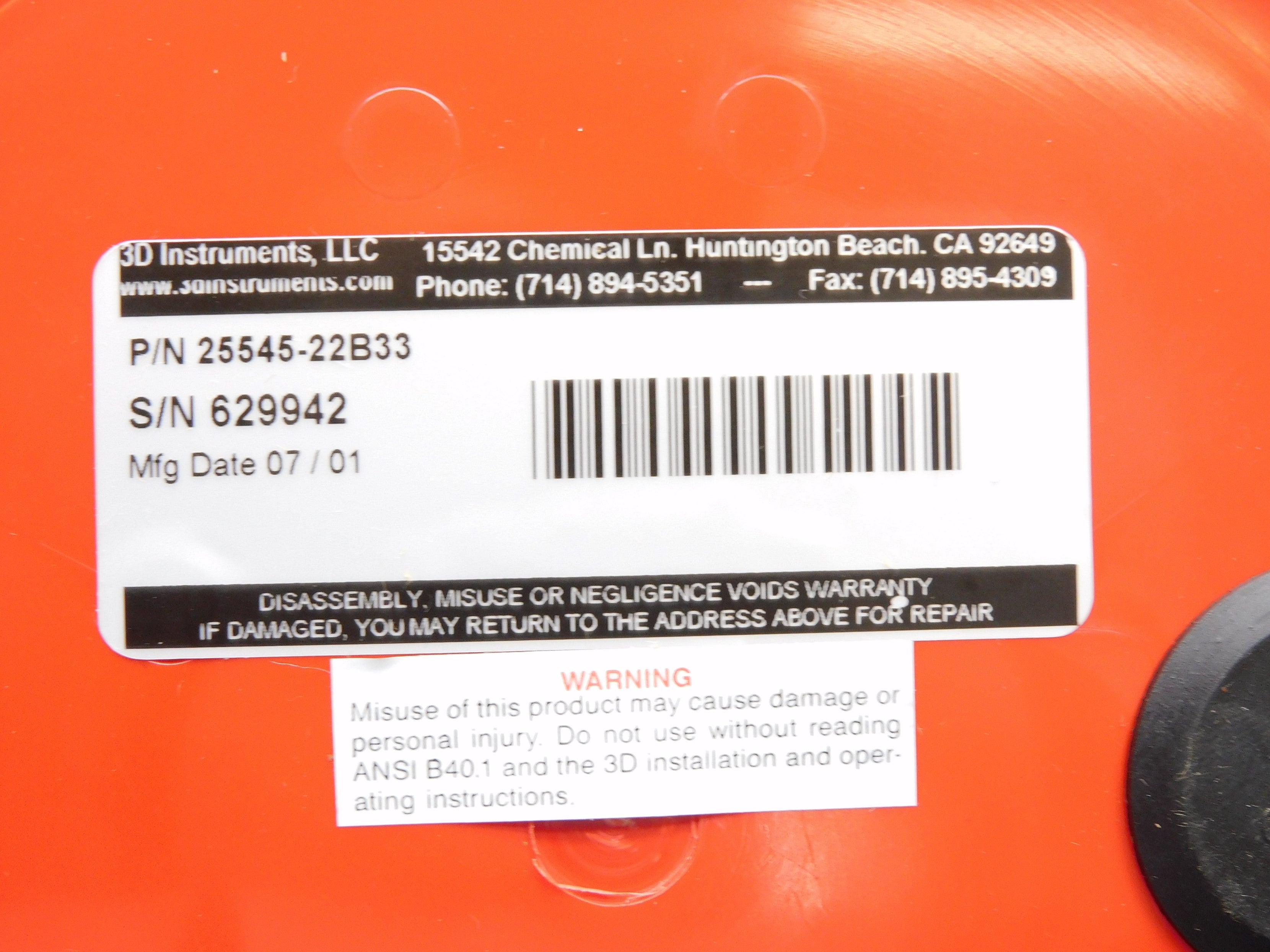 3D INSTRUMENTS 25545-32B23 0-2000PSI NSNP