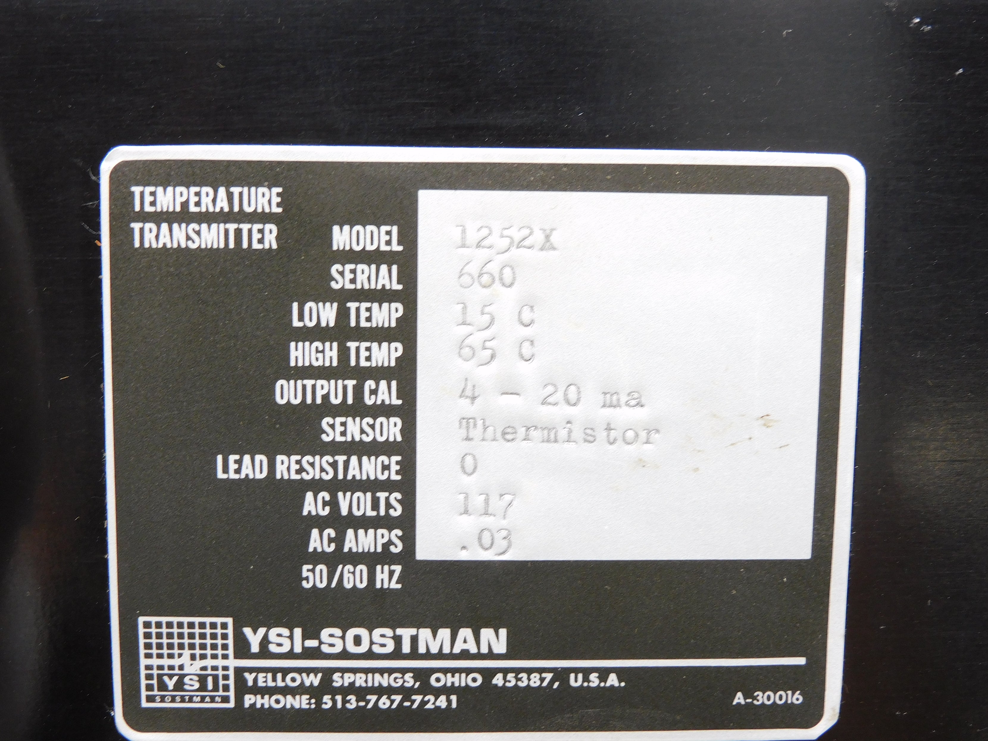 YSI 1252X NSNP