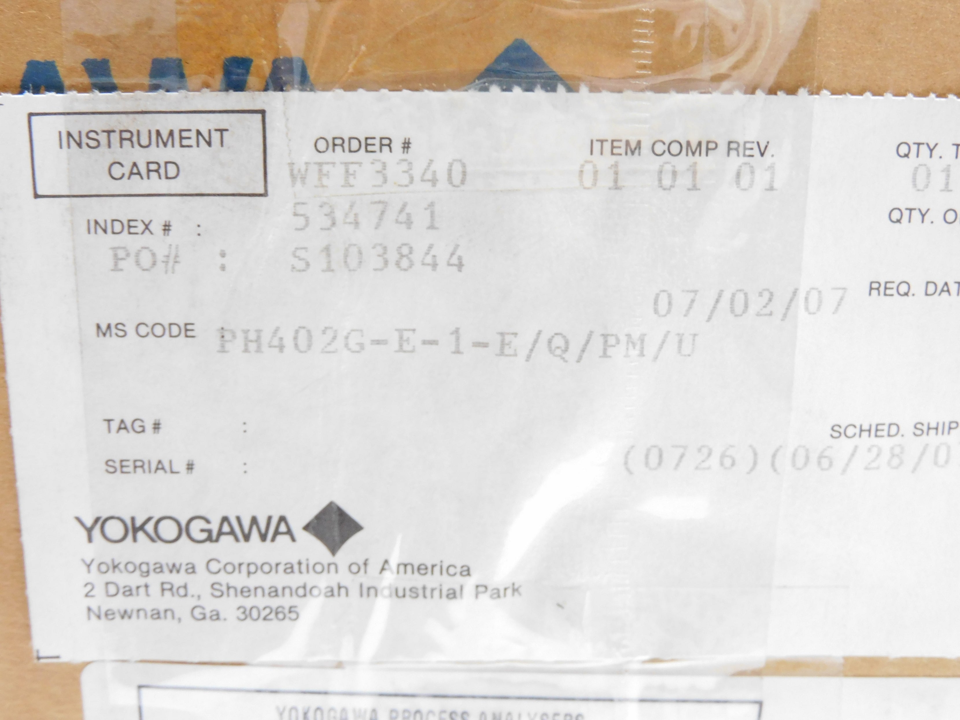 YOKOGAWA PH402G-E-1-E/Q/PM/U NSMP