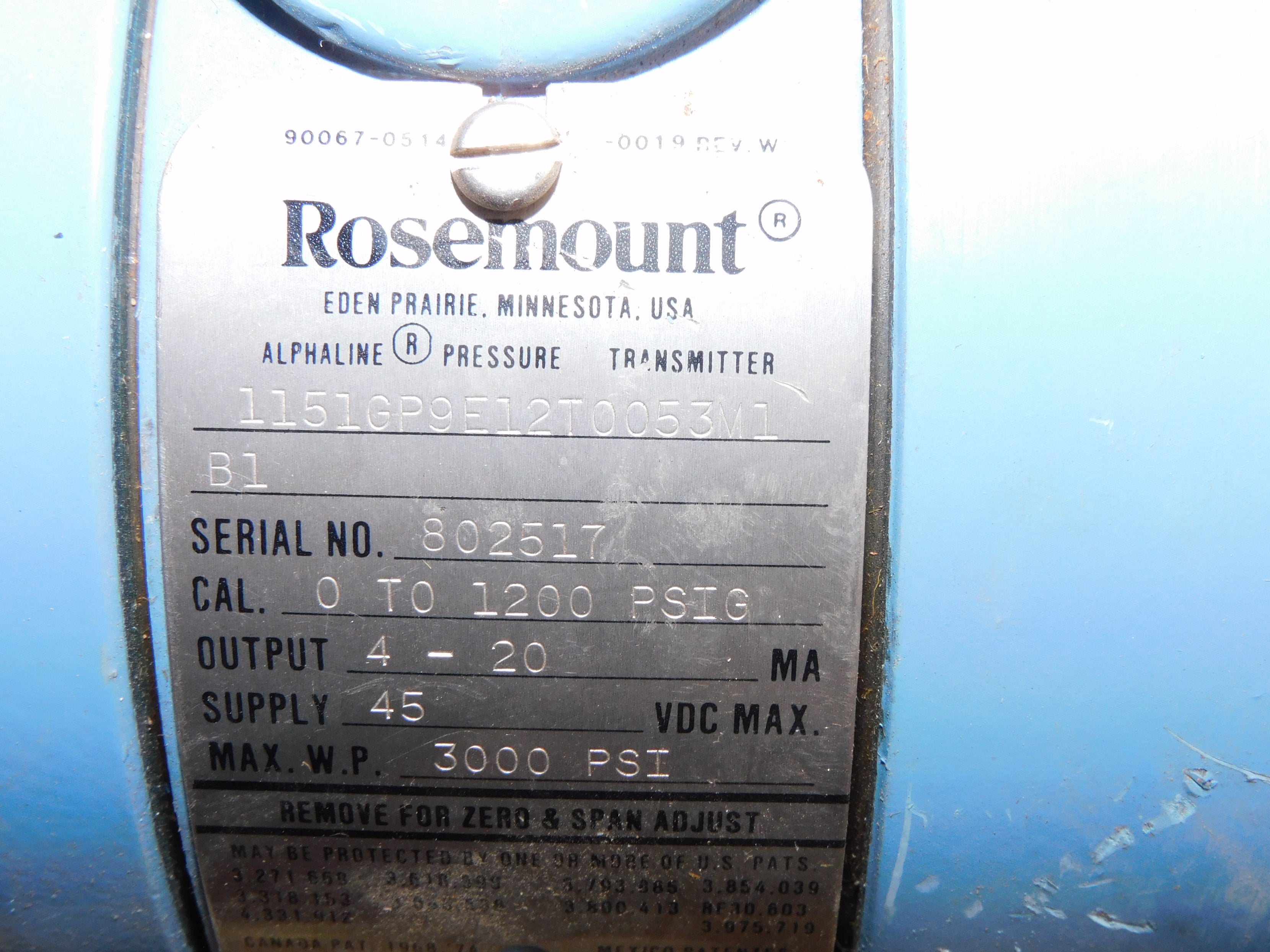 ROSEMOUNT 1151GP9E12T0053M1B1 UNMP
