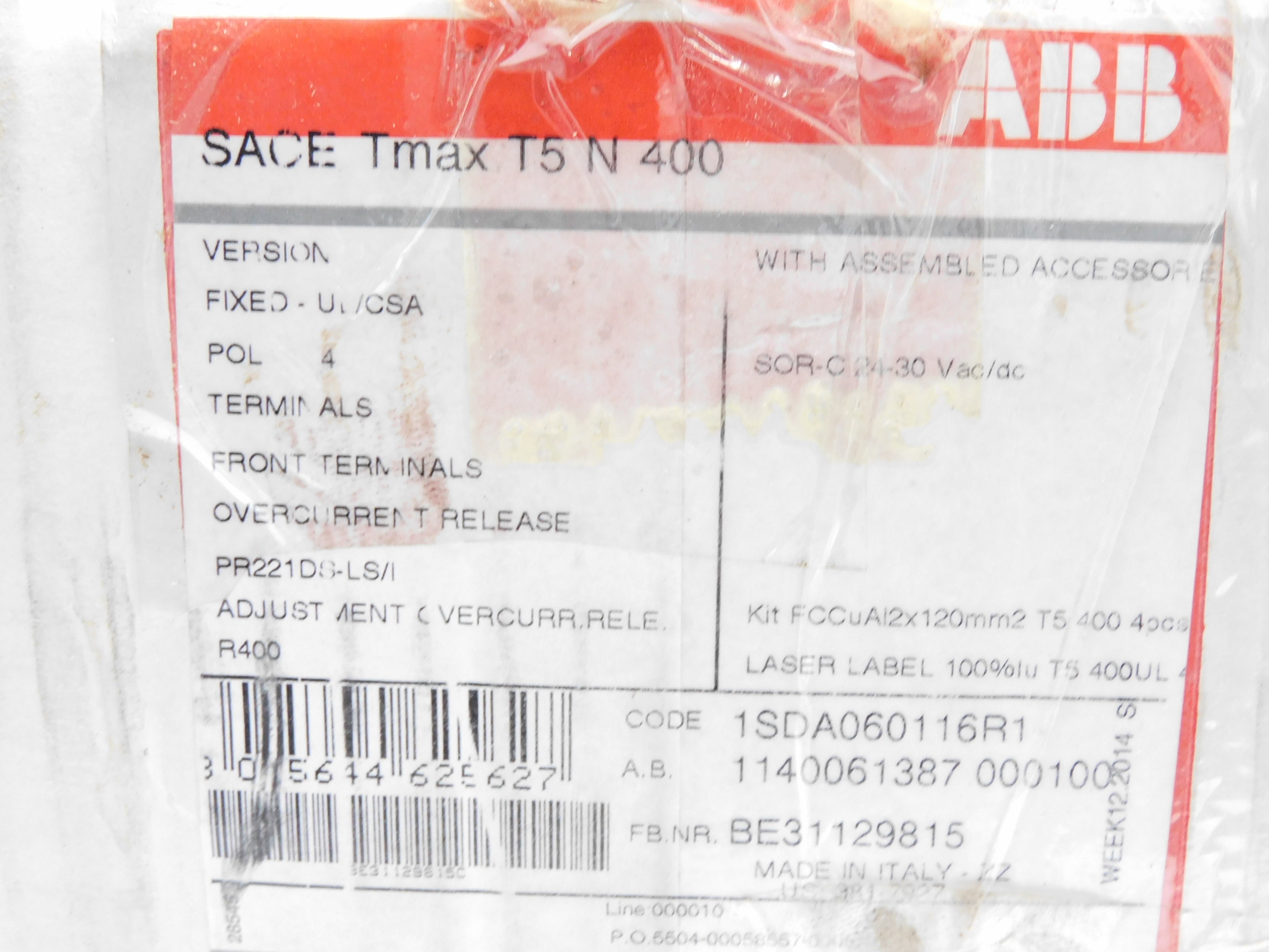 ABB T5N400 400A 600V (AS PICTURED) NSMP