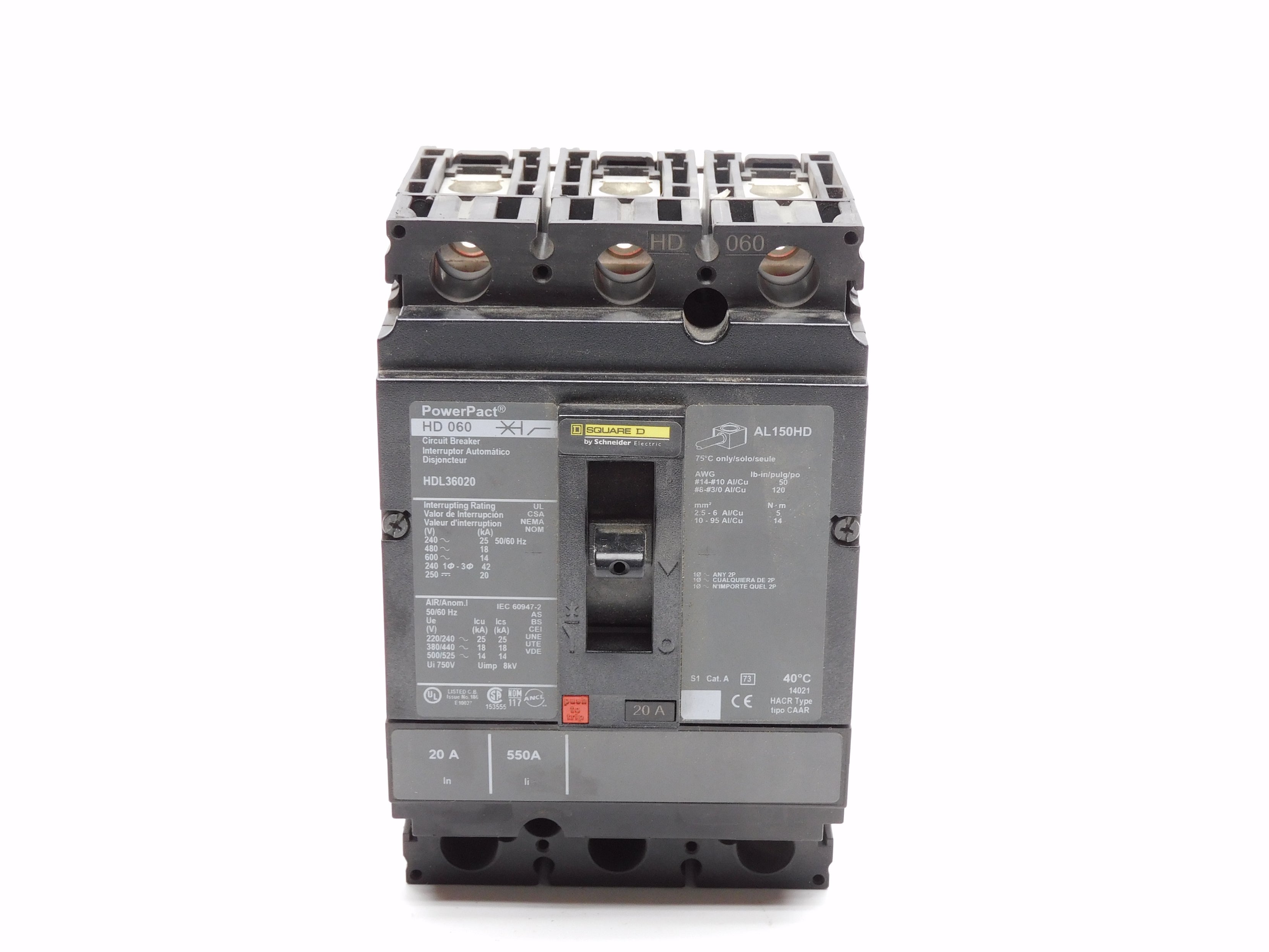 SQUARE D HDL36020 20A 600V NSNP