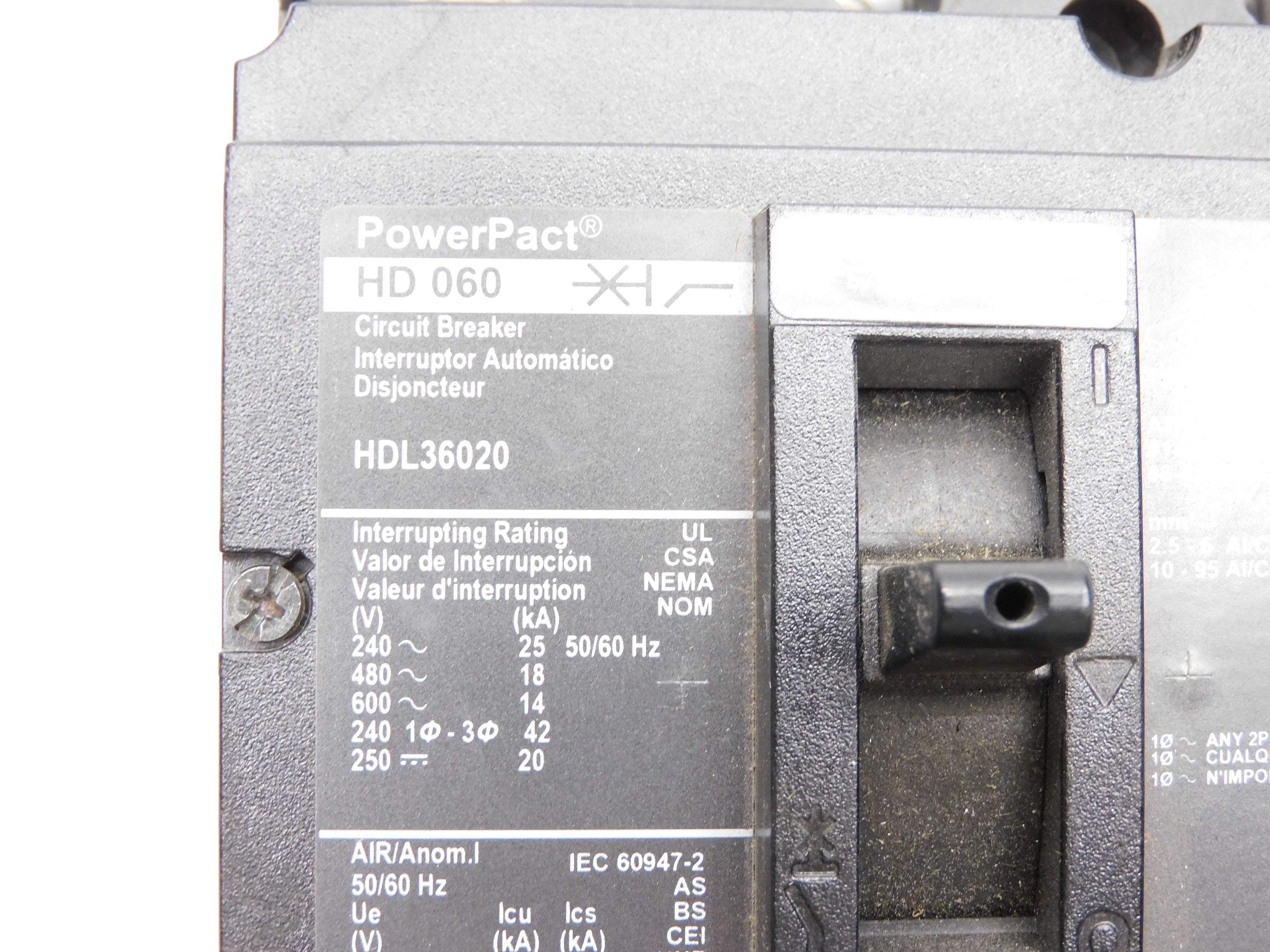 SQUARE D HDL36020 20A 600V NSNP