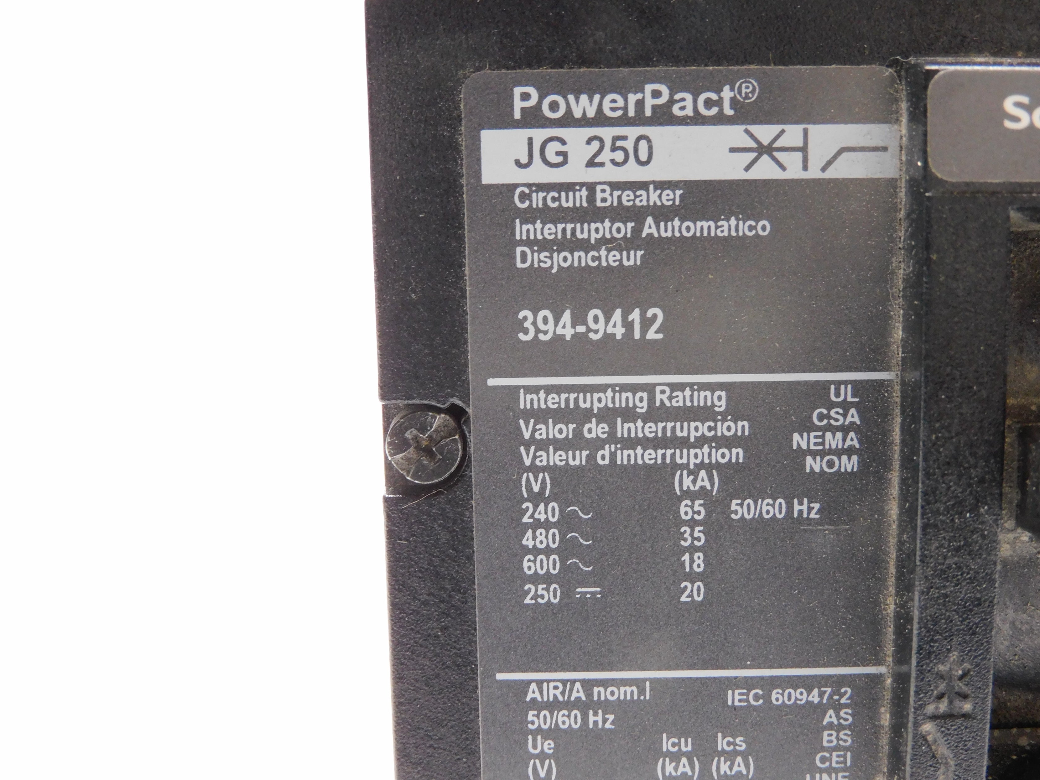 SCHNEIDER 394-9412 JG250 175A 600V (AS PICTURED) UNMP