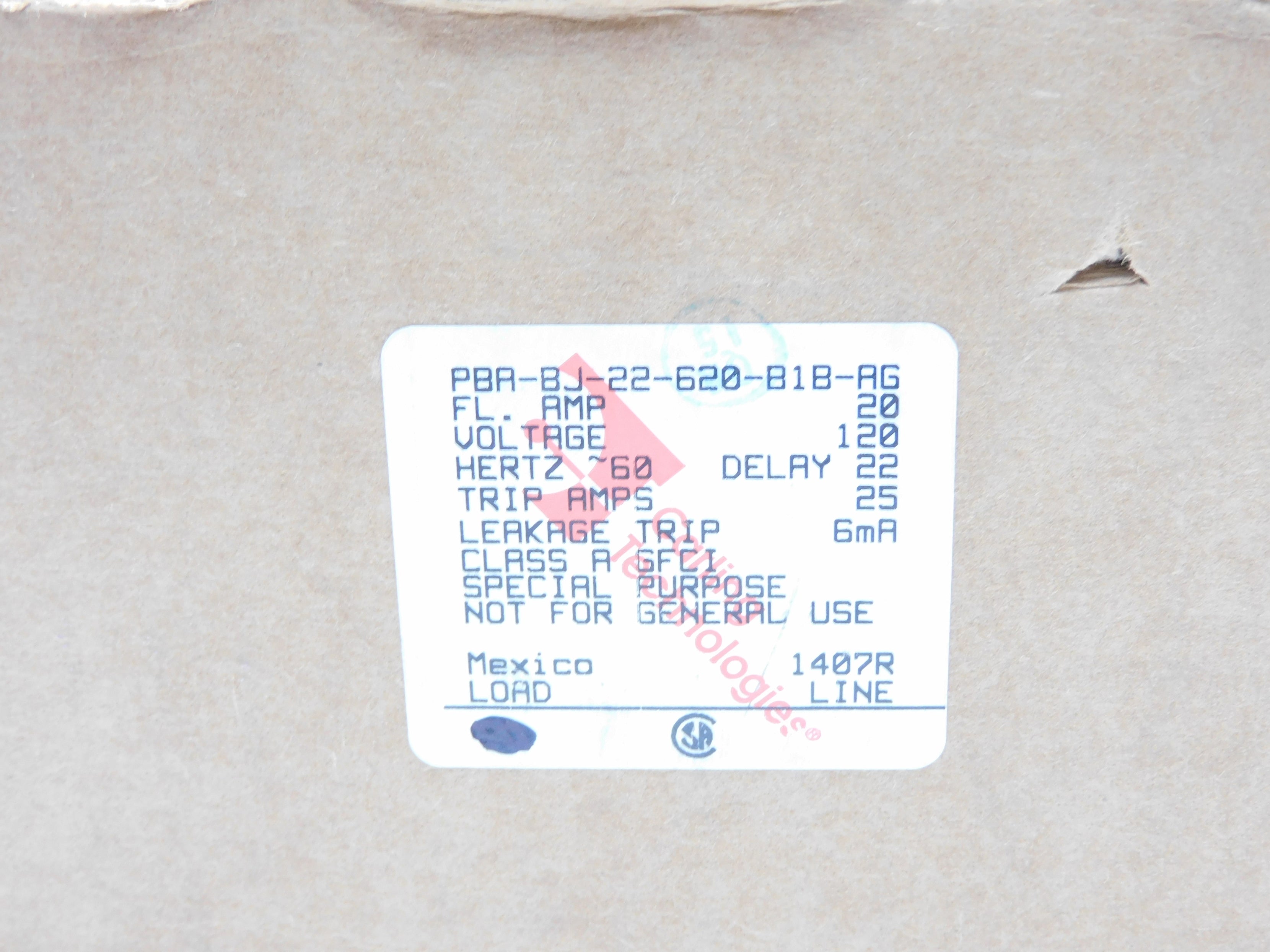CARLING TECHNOLOGIES PBA-BJ-22-620-B1B-AG 20A 120V NSMP