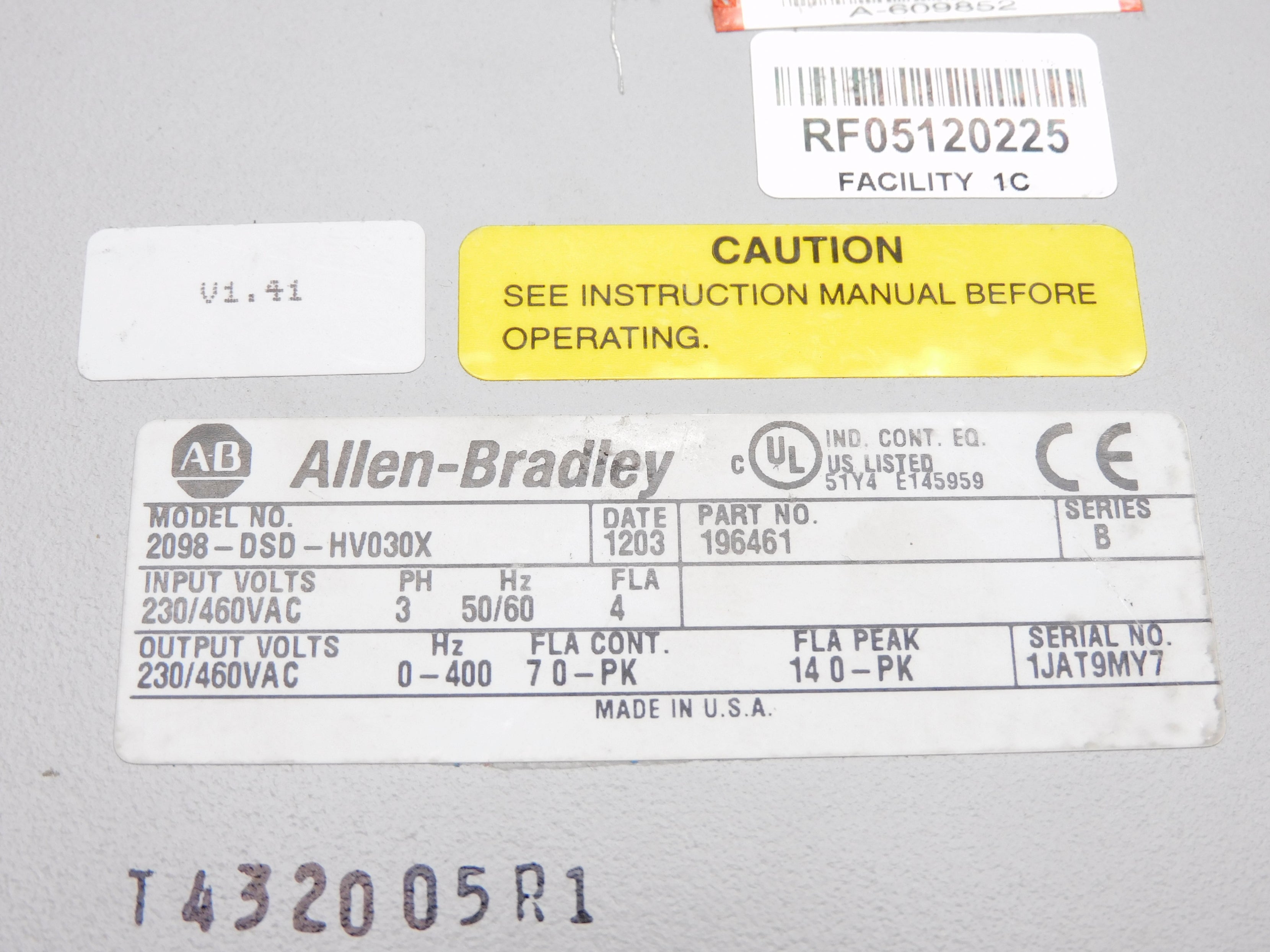 ALLEN BRADLEY 2098-DSD-HV030X SER. B UNMP