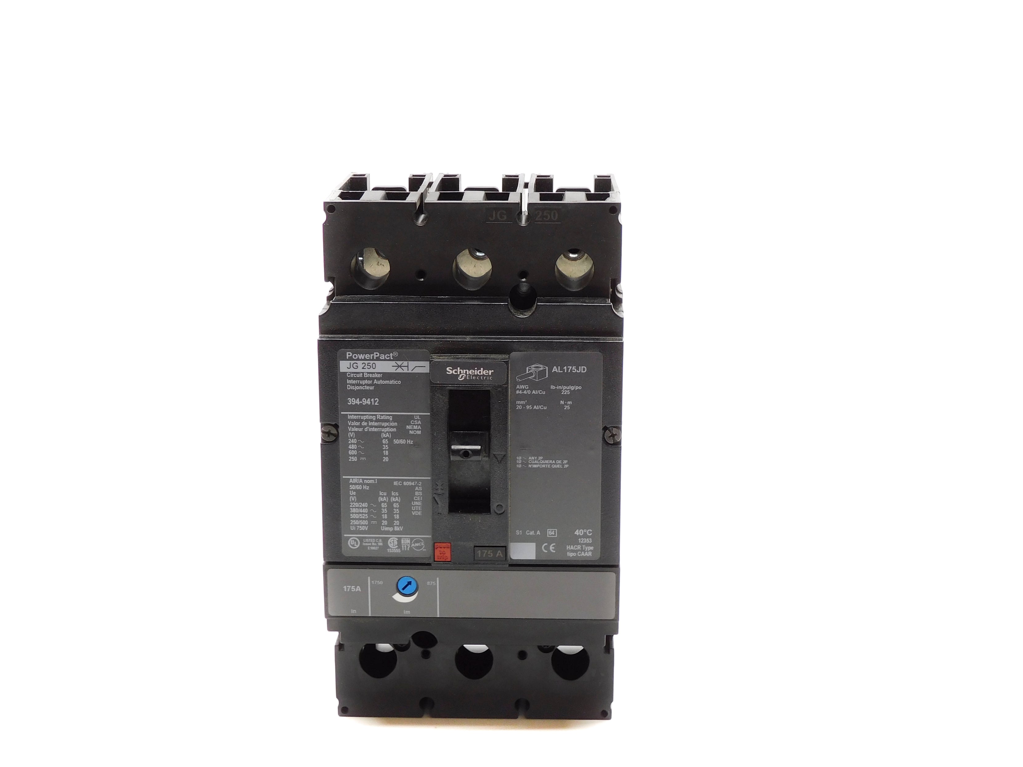 SCHNEIDER 394-9412 JG250 175A 600V NSMP