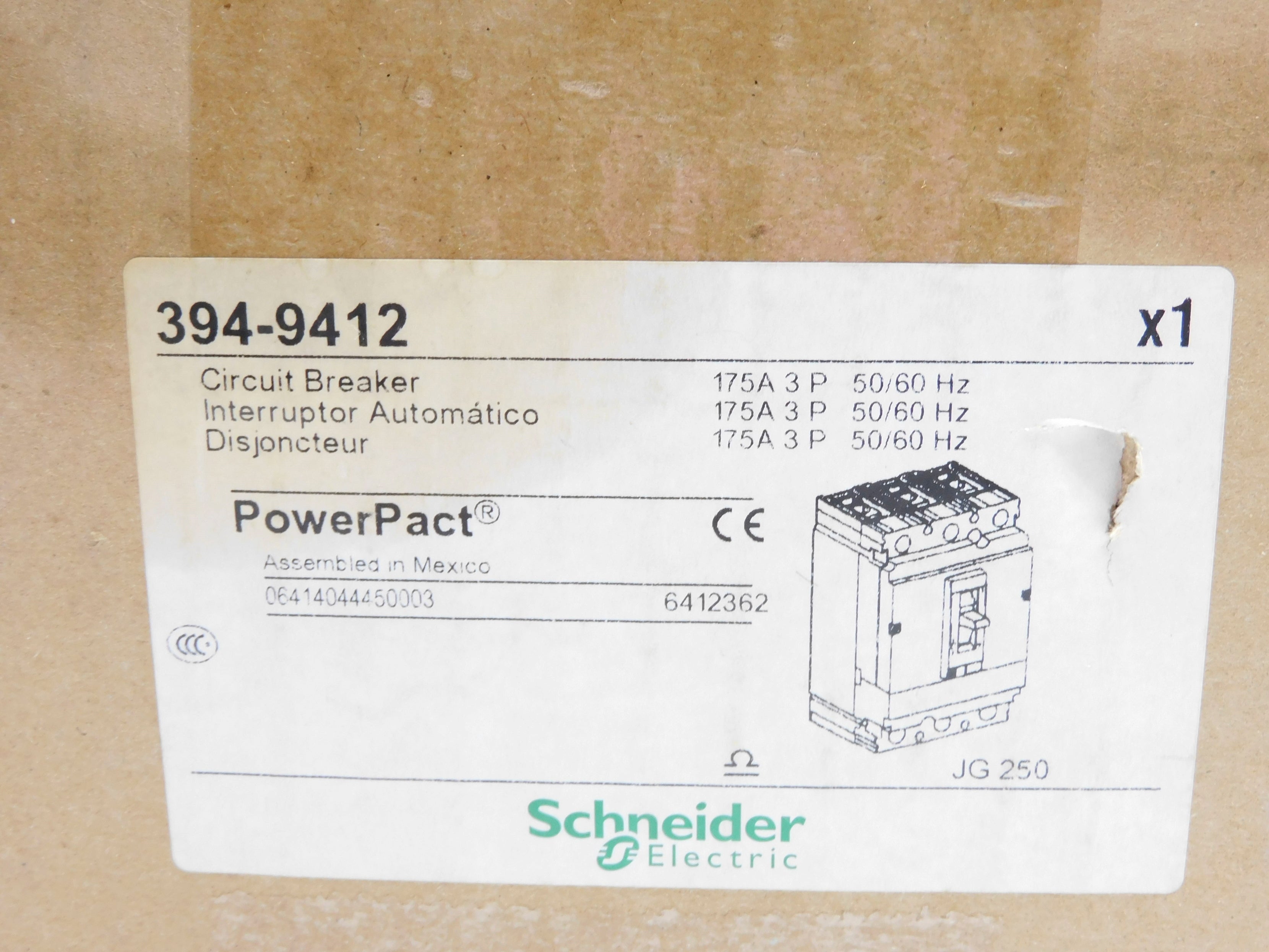 SCHNEIDER 394-9412 JG250 175A 600V NSMP