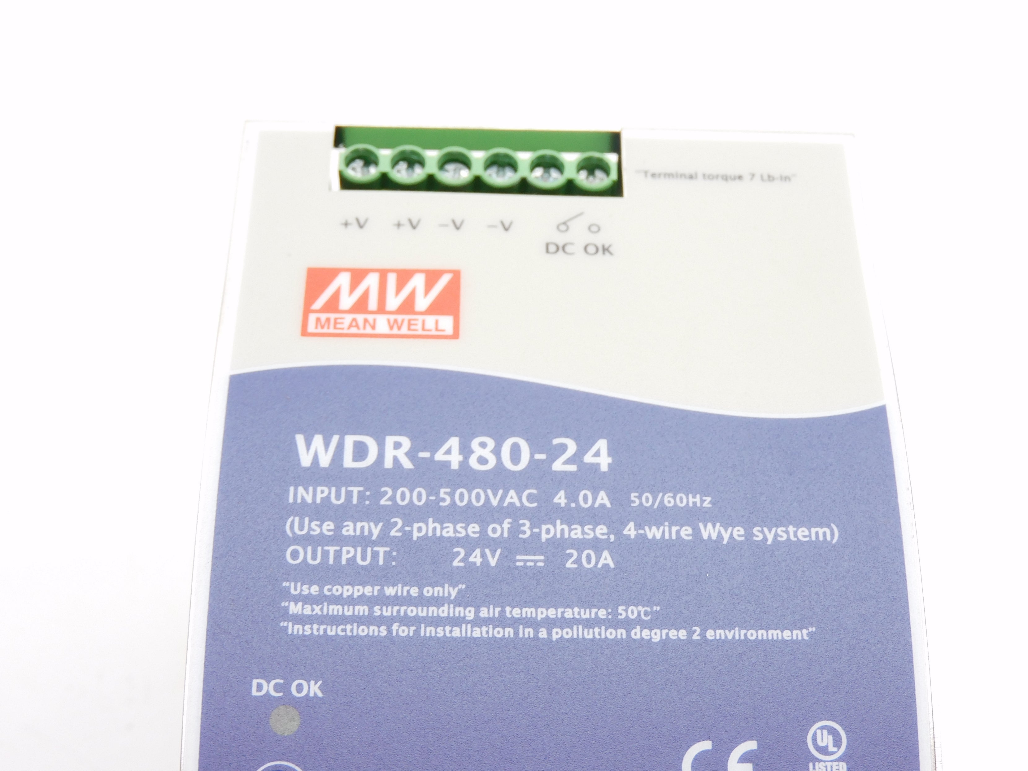 MEAN WELL WDR-480-24 200-500VAC 4.0A NSNP