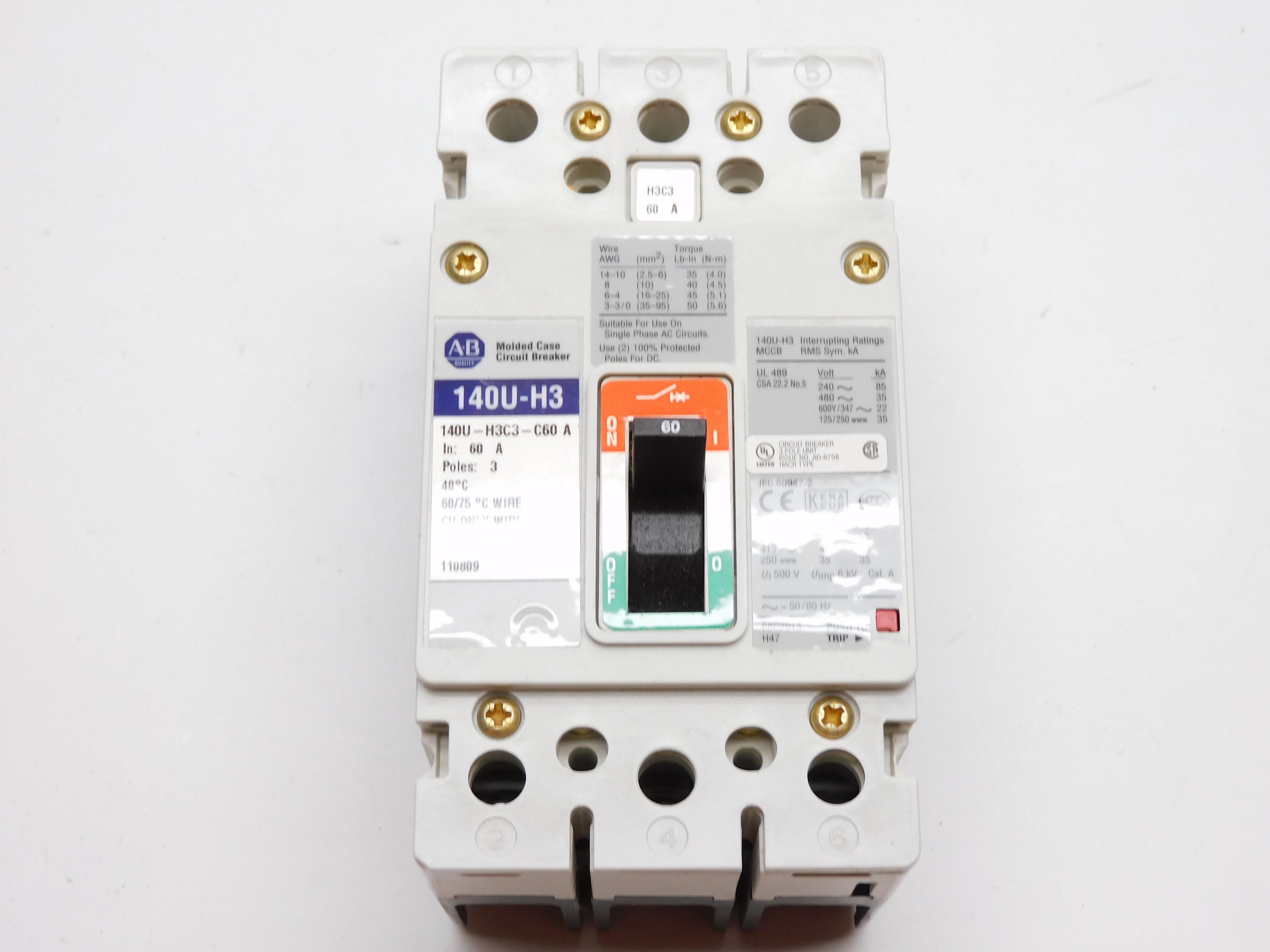 ALLEN BRADLEY 140U-H3C3-C60 SER. A 60A 415V NSNP