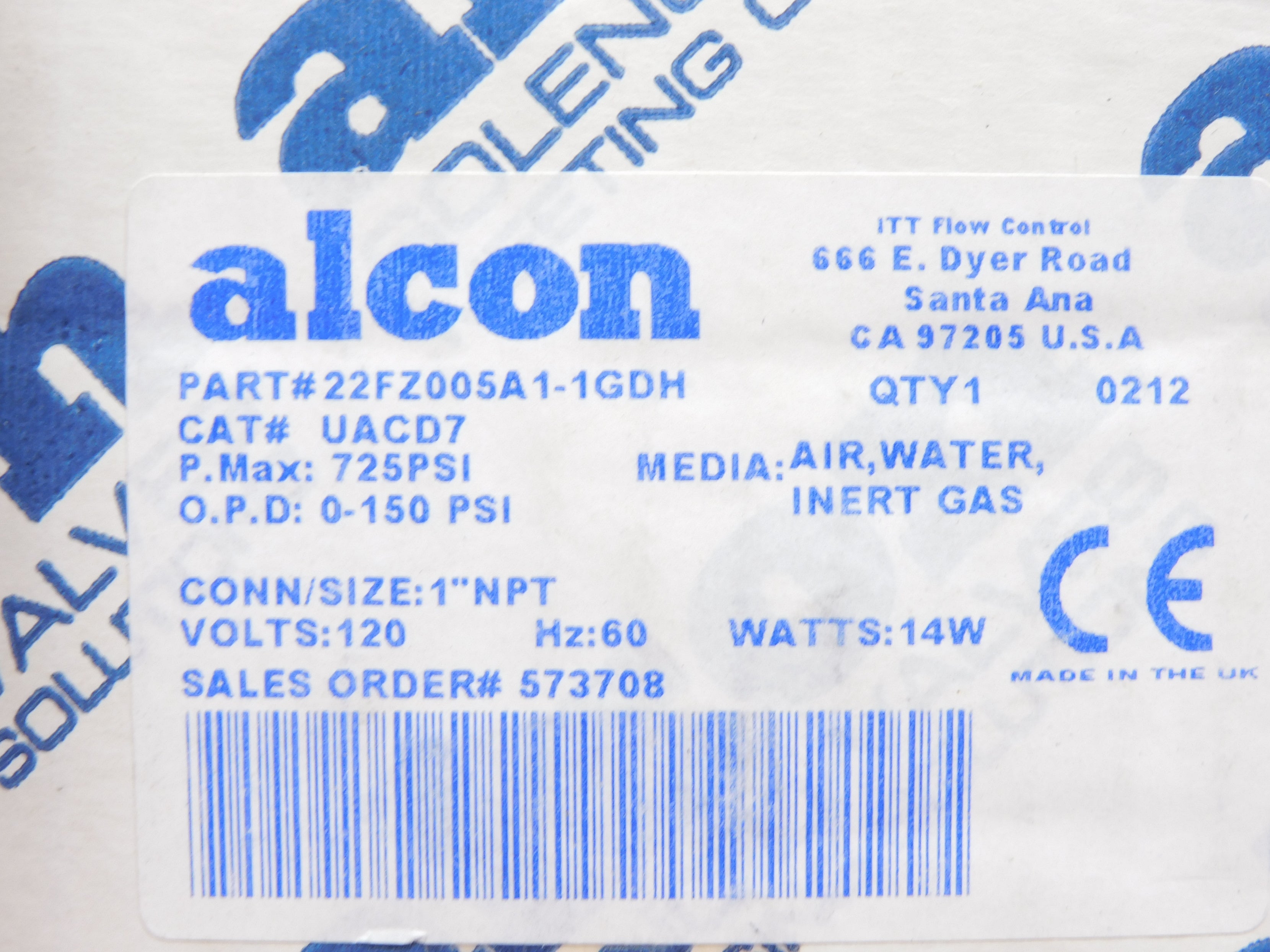 ALCON UACD7 22FZ005A1-1GDH 120V 0-150PSI NSFS