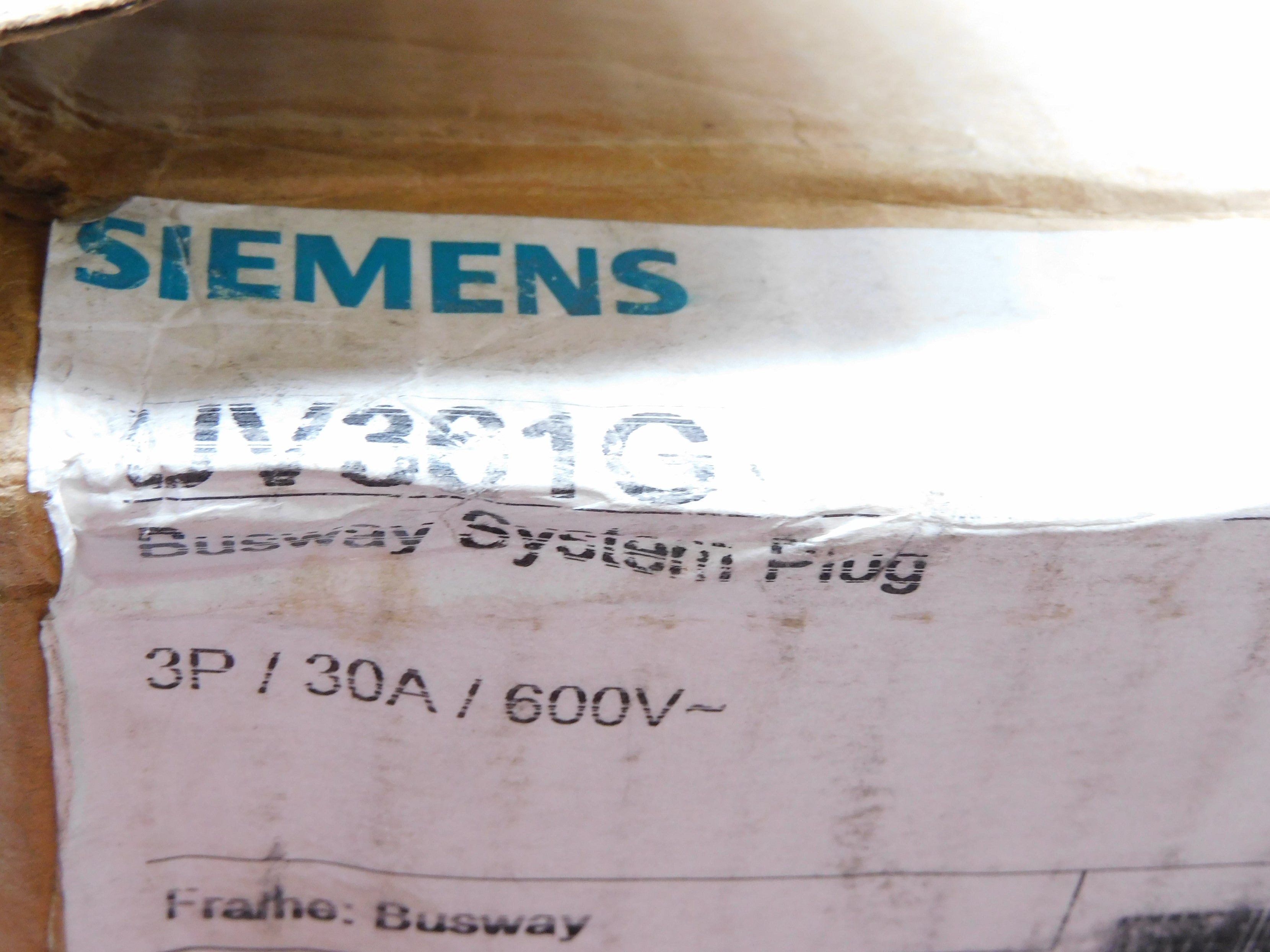 SIEMENS UV361G 600VAC 30A NSMP