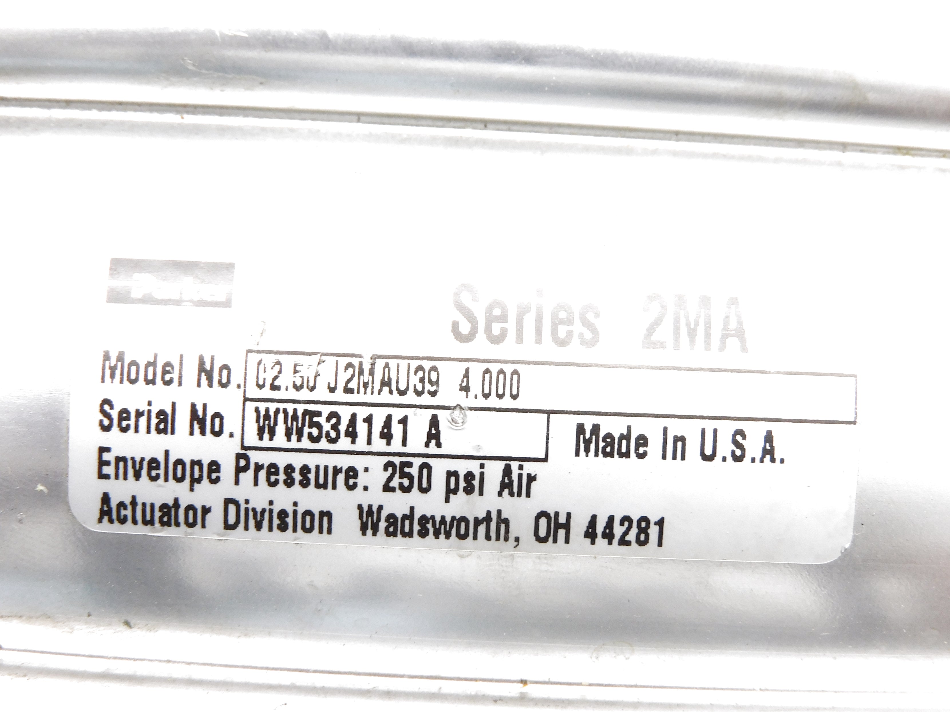 PARKER 02.50J2MAU394.000 250PSI UNMP