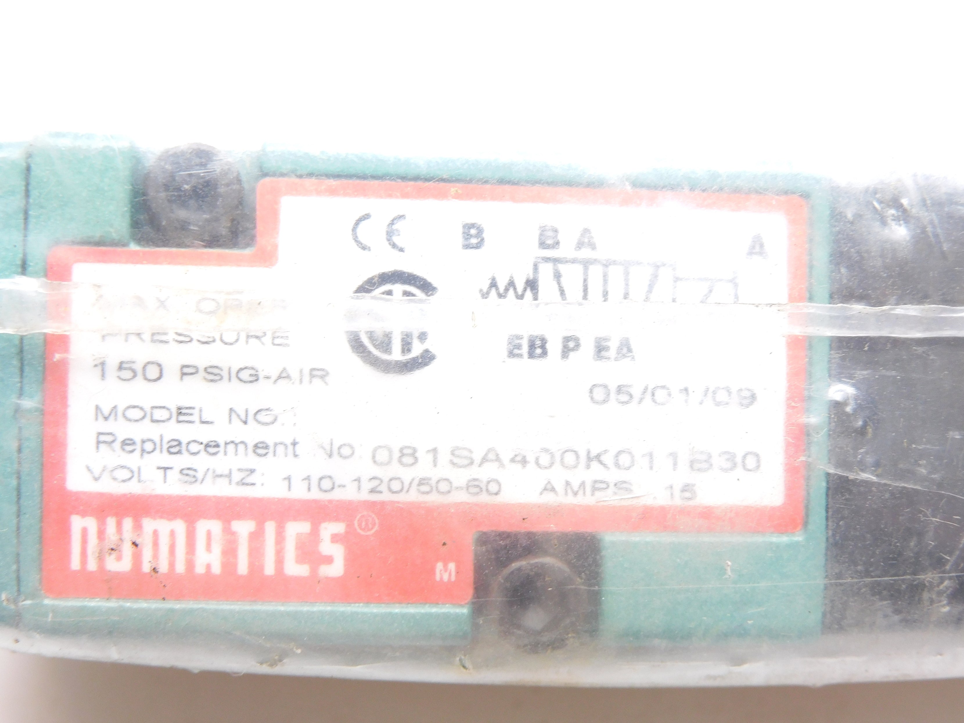NUMATICS 081SA400K011B30 100-115/50 110-120/60 150PSIG NSNP