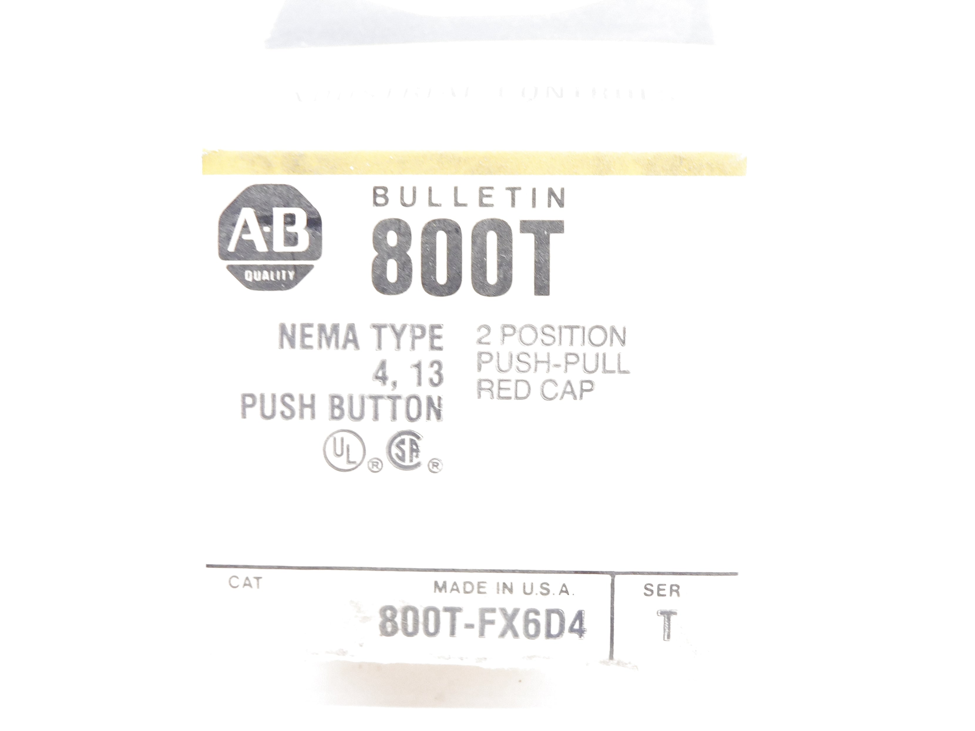 ALLEN BRADLEY 800T-FX6D4 SER. T (BK/YL) NSMP