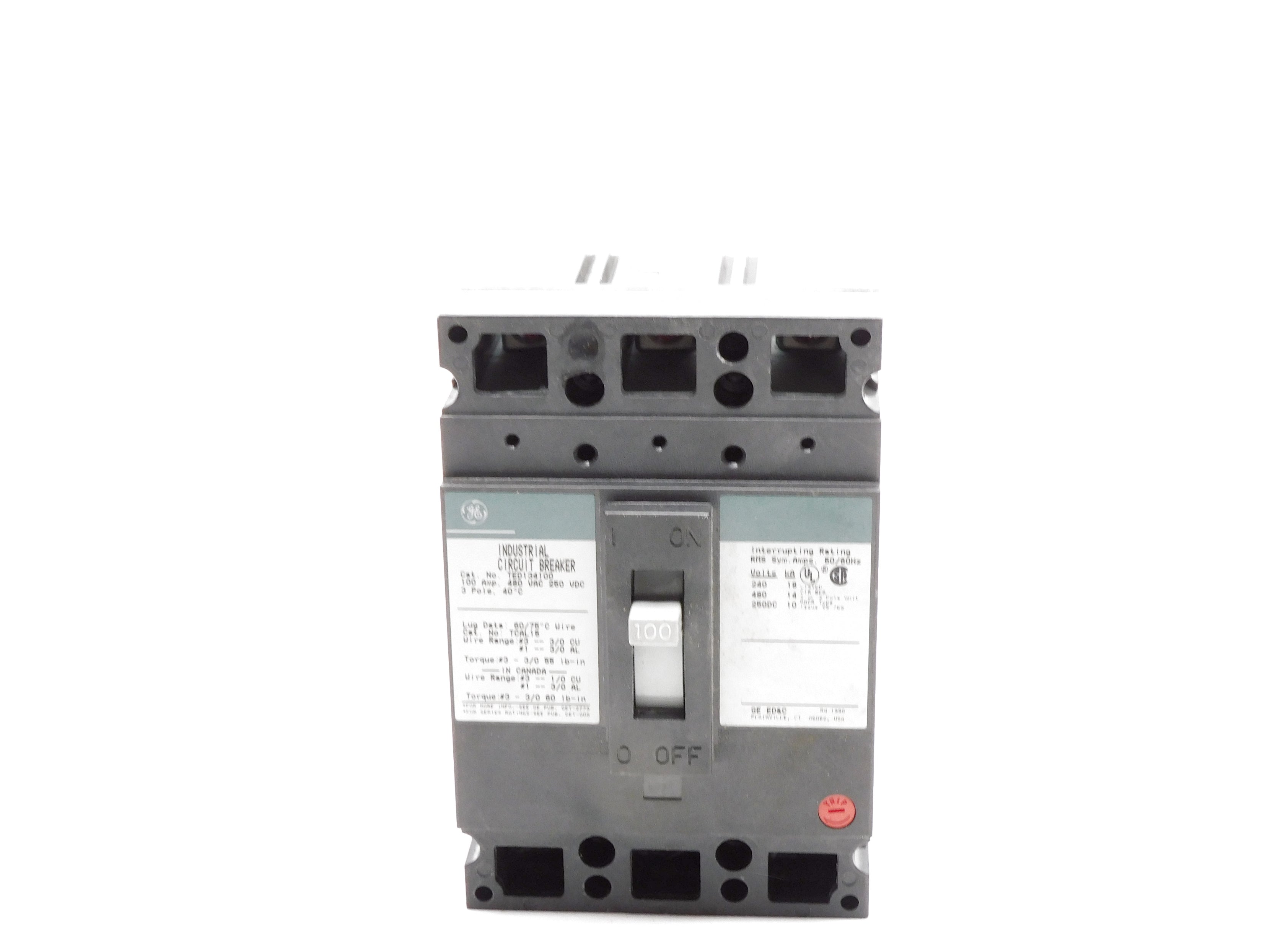 GENERAL ELECTRIC TED134100 100A 480VAC (GREEN) NSNP