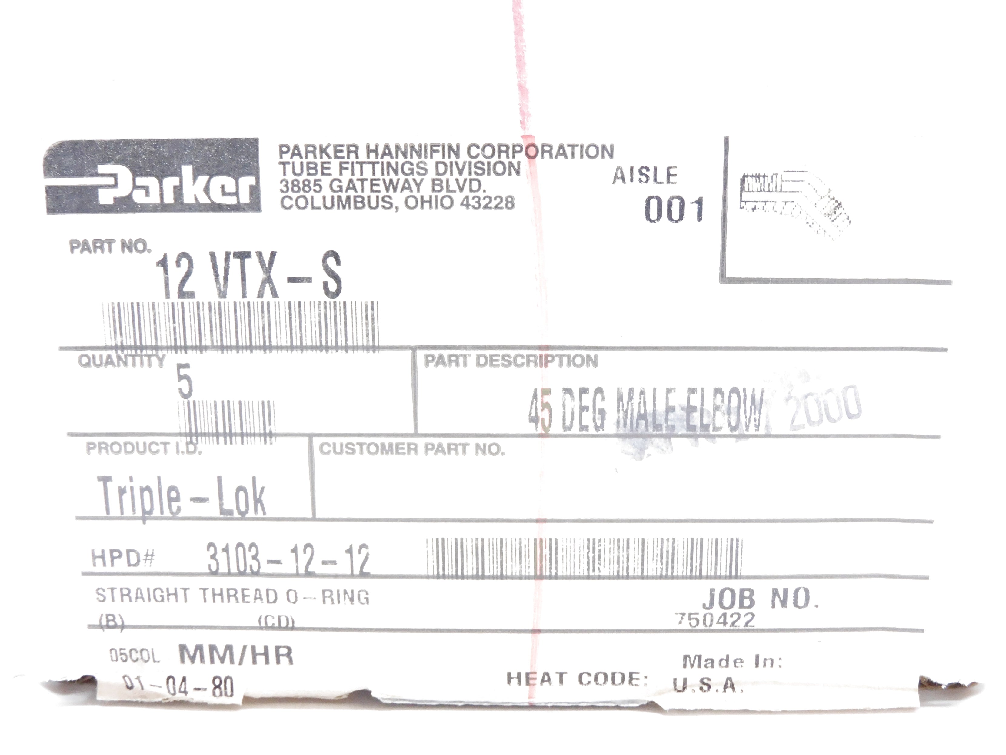 PARKER 12VTX-S (PKG OF 5) NSFS