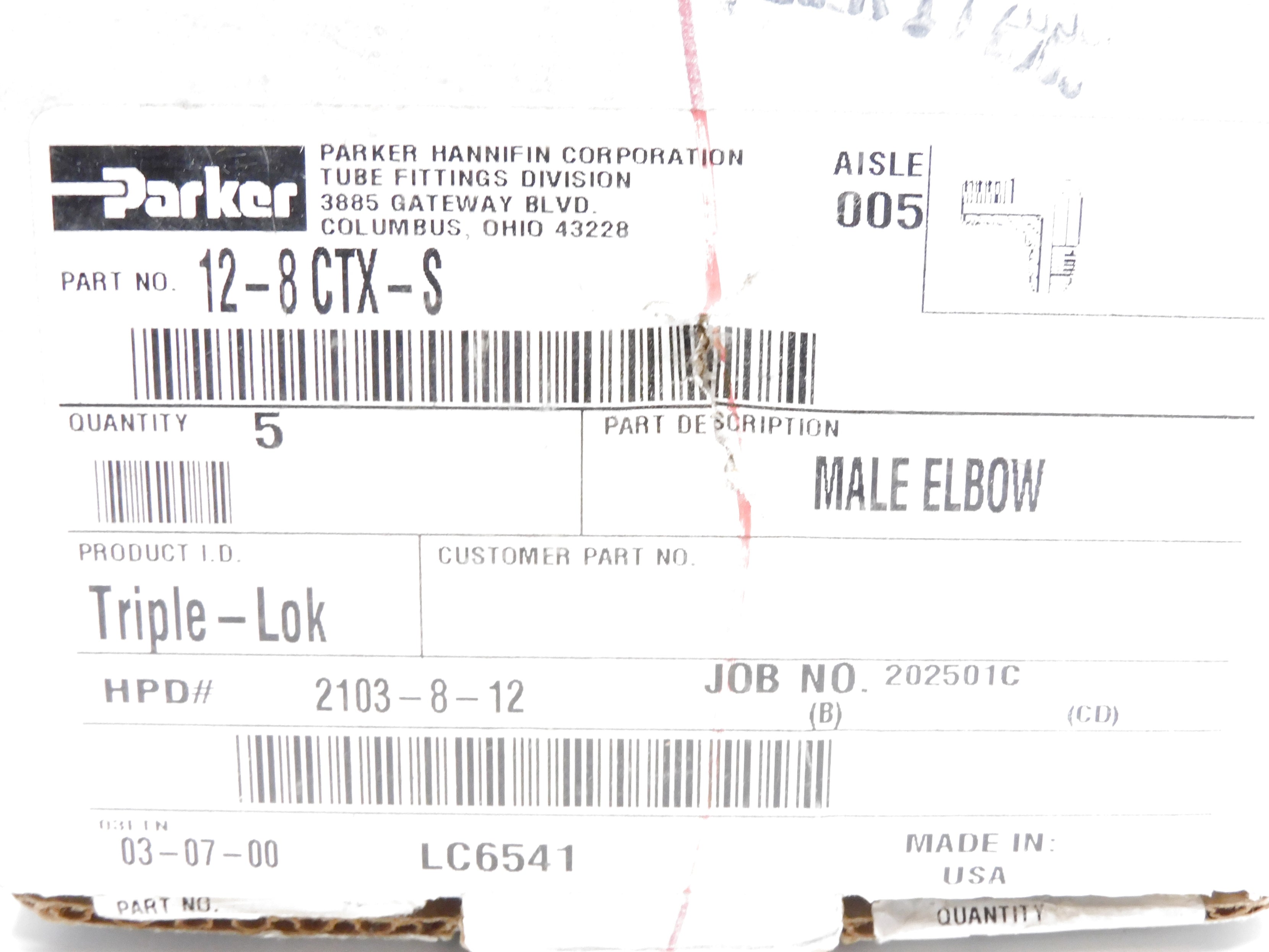 PARKER 12-8CTX-S (PKG OF 5) NSMP